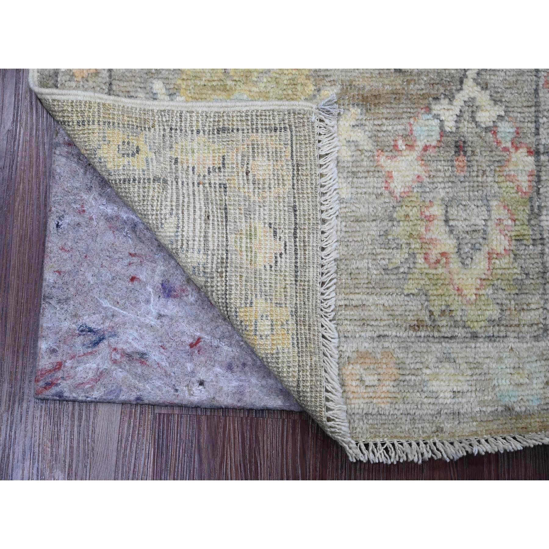 2'x3'2" Cedar Brown, Afghan Angora Oushak with Leaf Design, Hand Knotted, Vegetable Dyes, 100% Wool, Mat, Oriental Rug Sh20321