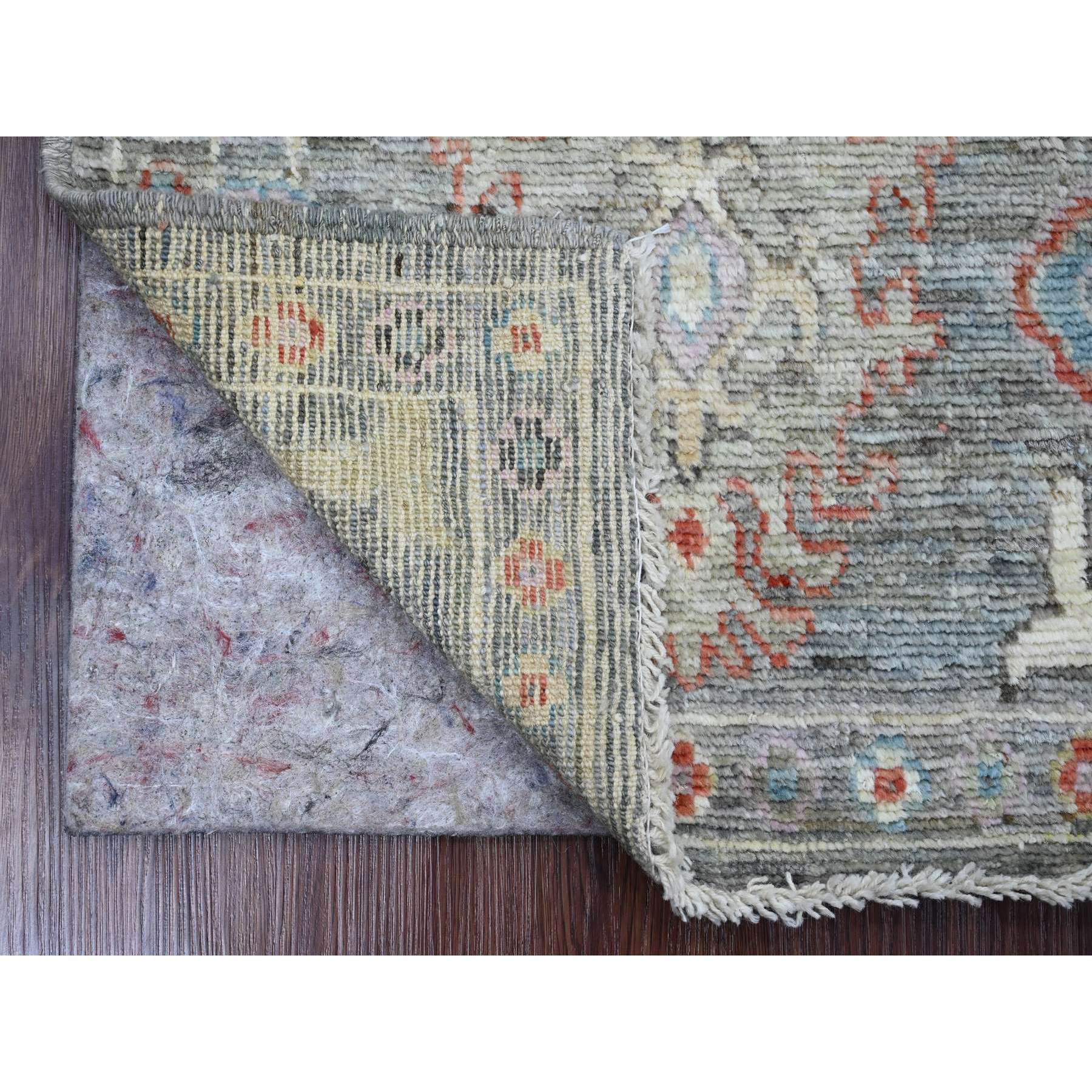 2'1"x3'5" Spanish Gray, Hand Knotted, Afghan Angora Oushak with Leaf Design, Veggie Dyes, Pure Wool, Mat, Oriental Rug Sh20323