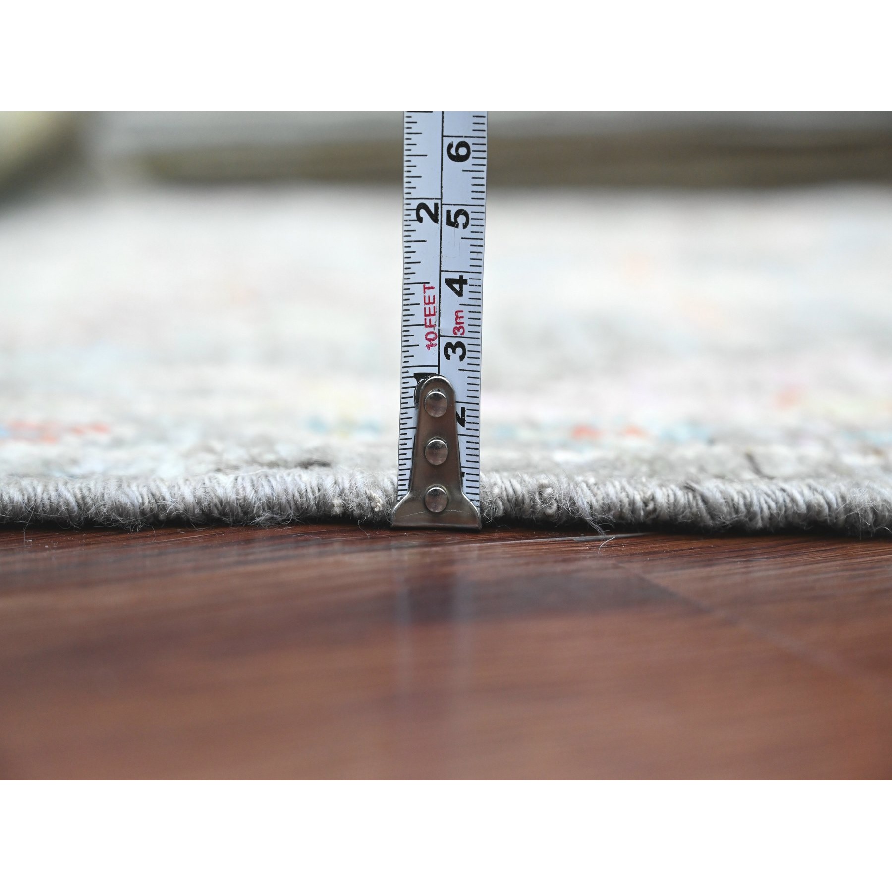 2'1"x3'5" Spanish Gray, Hand Knotted, Afghan Angora Oushak with Leaf Design, Veggie Dyes, Pure Wool, Mat, Oriental Rug Sh20323