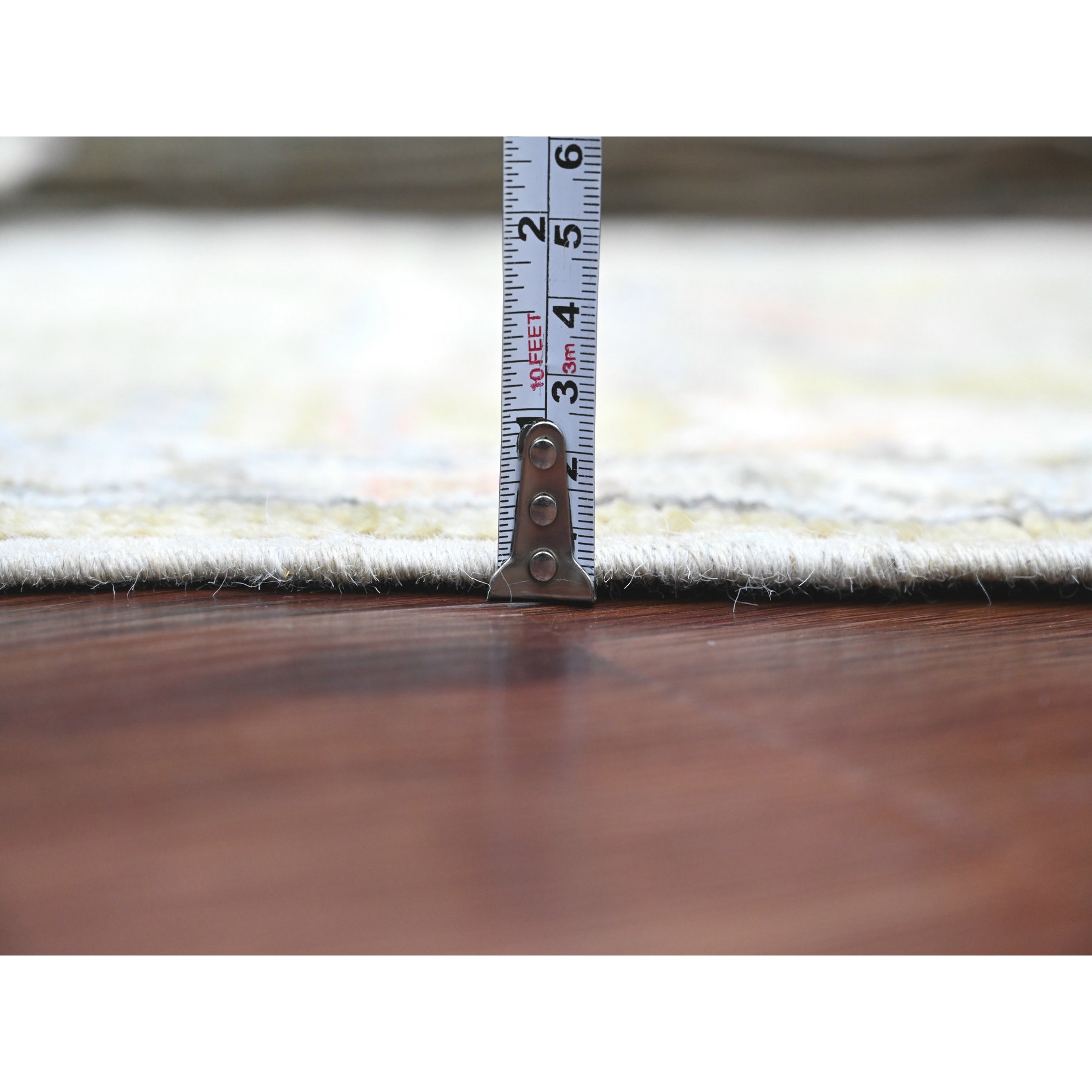 2'x3'1" Olive Green, 100% Wool, Afghan Angora Oushak with Floral Pattern, Hand Knotted, Veggie Dyes, Mat, Oriental Rug Sh20324