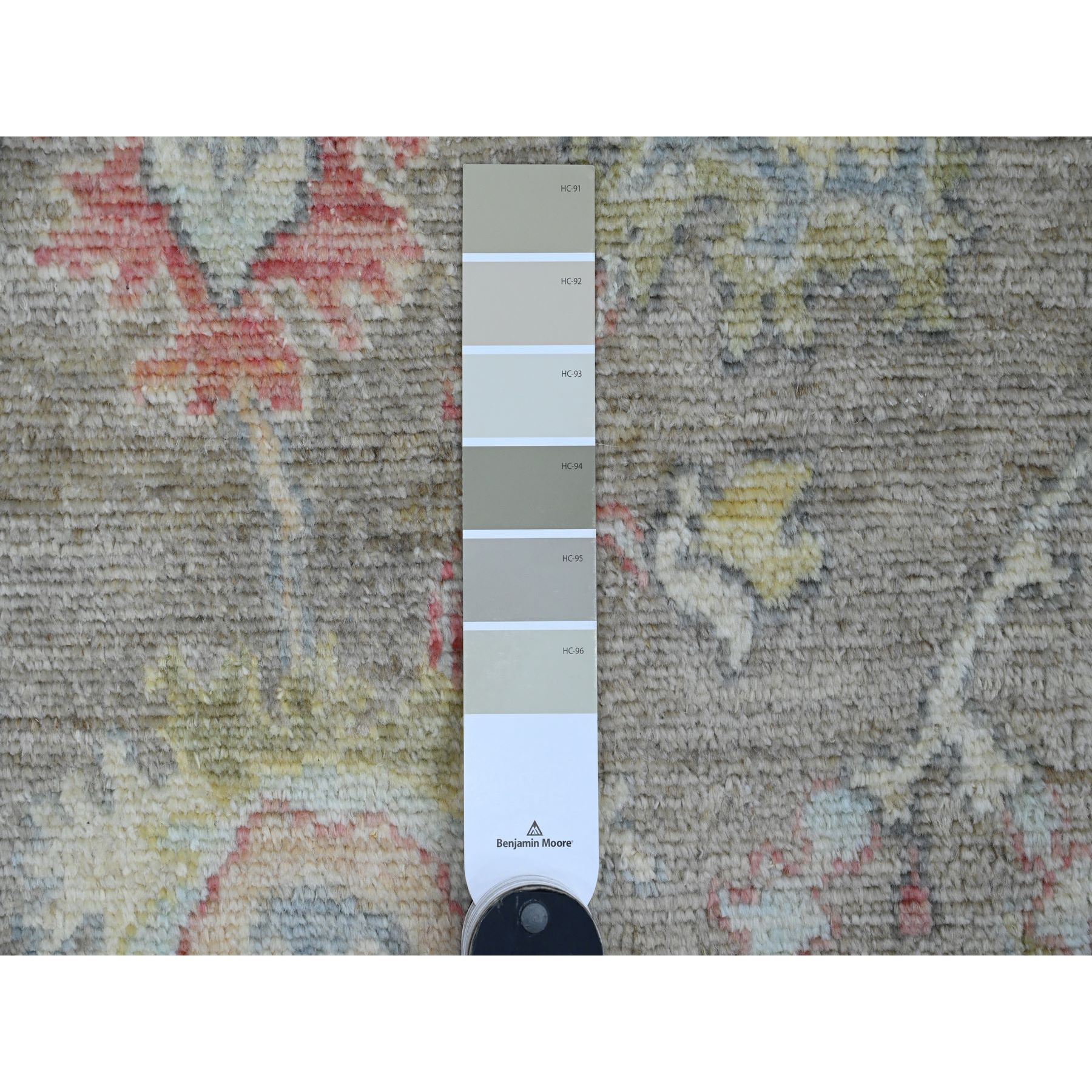 2'x3'2" Sonic Gray, Hand Knotted, Afghan Angora Oushak with Leaf Pattern, Veggie Dyes, 100% Wool, Mat, Oriental Rug Sh20326