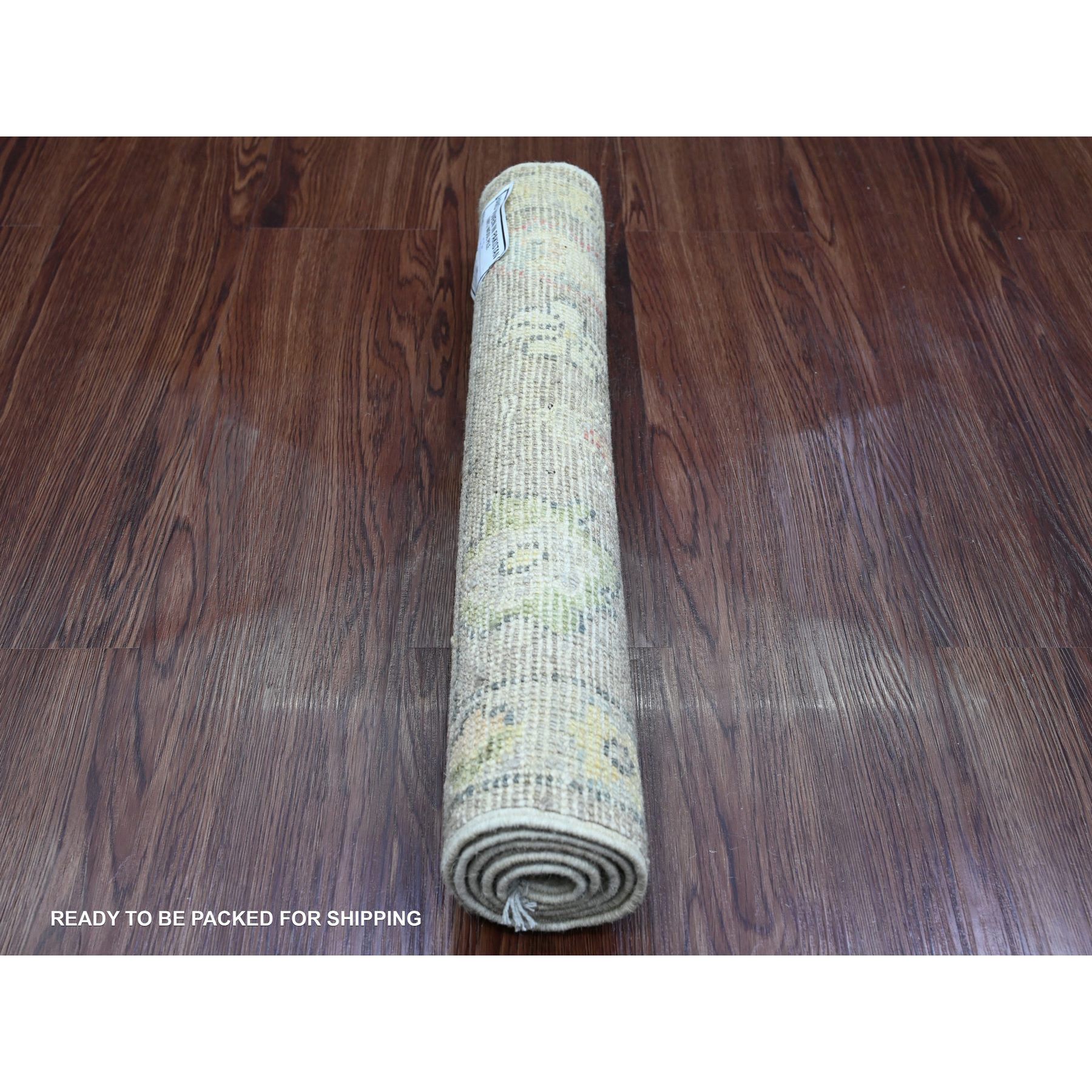 2'x3'2" Sonic Gray, Hand Knotted, Afghan Angora Oushak with Leaf Pattern, Veggie Dyes, 100% Wool, Mat, Oriental Rug Sh20326