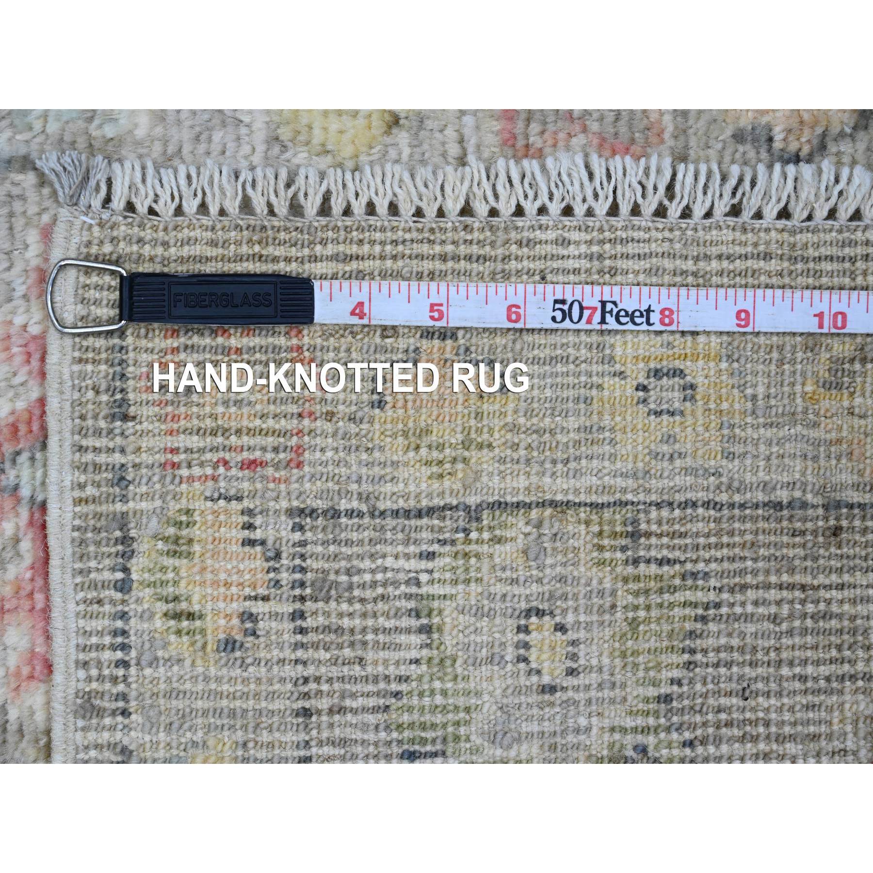 2'x3'2" Sonic Gray, Hand Knotted, Afghan Angora Oushak with Leaf Pattern, Veggie Dyes, 100% Wool, Mat, Oriental Rug Sh20326