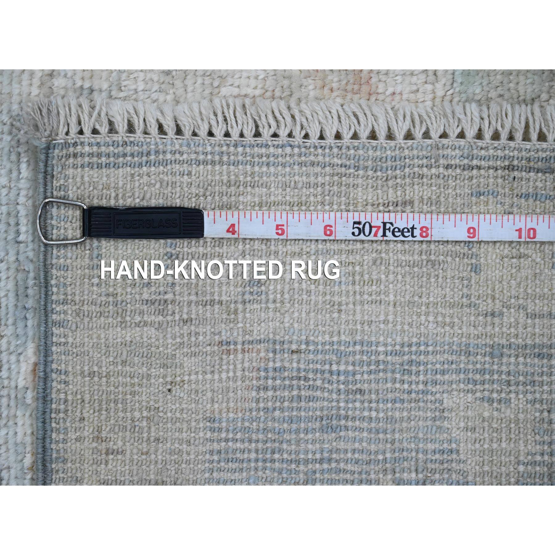 2'x3' Dim Gray, 100% Wool, Afghan Angora Oushak with Large Leaf Pattern, Hand Knotted, Natural Dyes, Mat, Oriental Rug Sh20327