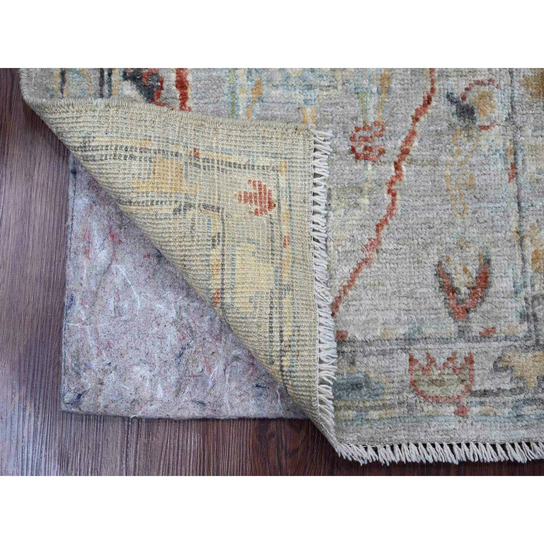 2'1"x3' Misty Gray, All Over Design, Afghan Angora Oushak, Hand Knotted, Vegetable Dyes, 100% Wool, Mat, Oriental Rug Sh20330
