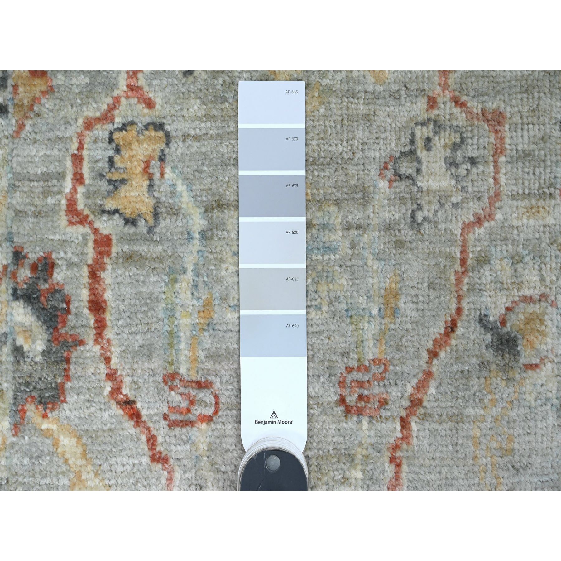 2'1"x3' Misty Gray, All Over Design, Afghan Angora Oushak, Hand Knotted, Vegetable Dyes, 100% Wool, Mat, Oriental Rug Sh20330