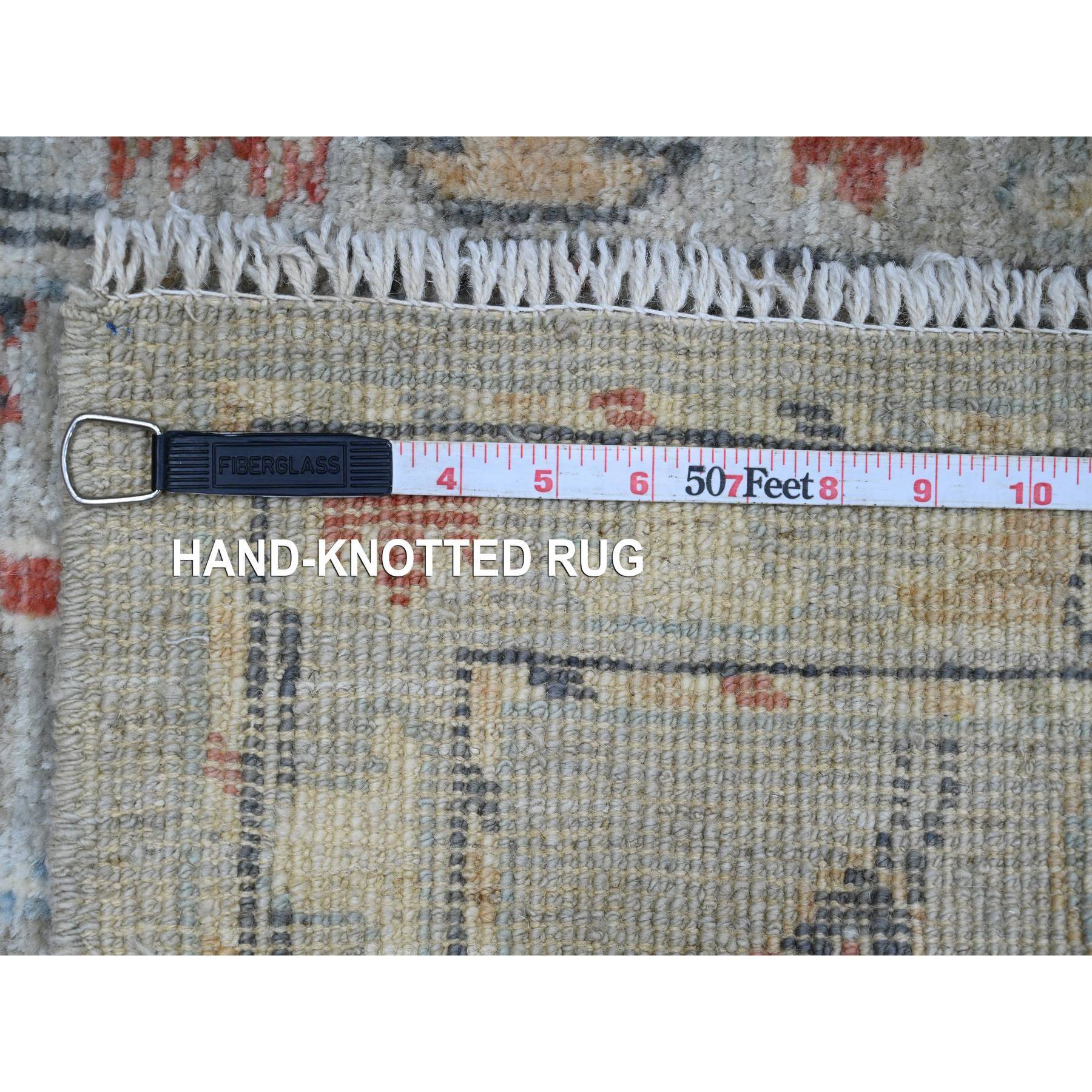 2'1"x3' Misty Gray, All Over Design, Afghan Angora Oushak, Hand Knotted, Vegetable Dyes, 100% Wool, Mat, Oriental Rug Sh20330