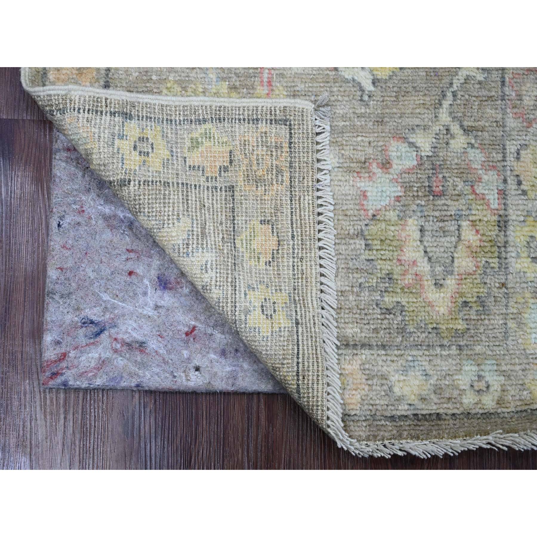 2'x3'2" Walnut Brown, Afghan Angora Oushak with Soft Color Leaf Design, Pure Wool, Hand Knotted, Vegetable Dyes, Mat, Oriental Rug Sh20331