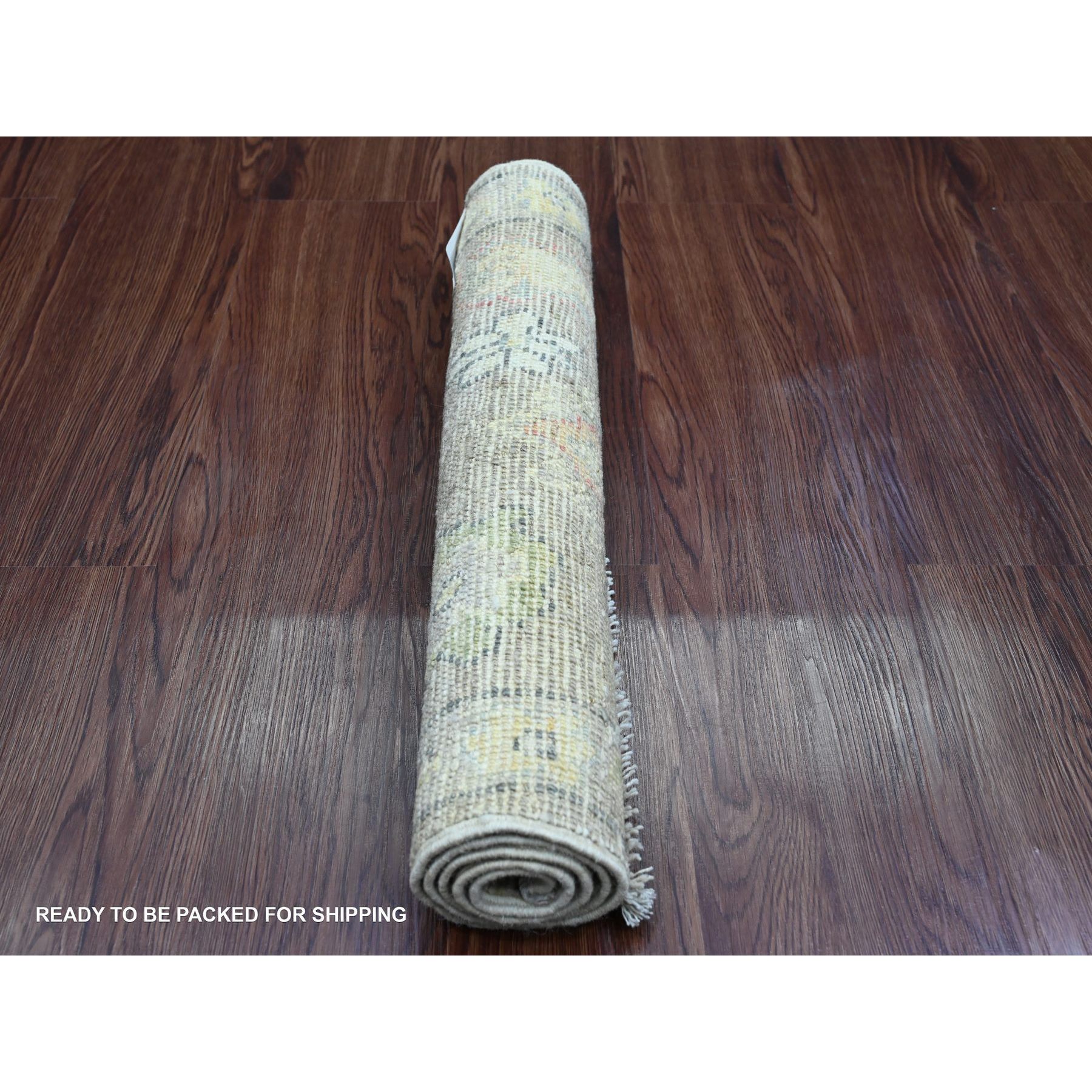 2'x3'2" Walnut Brown, Afghan Angora Oushak with Soft Color Leaf Design, Pure Wool, Hand Knotted, Vegetable Dyes, Mat, Oriental Rug Sh20331