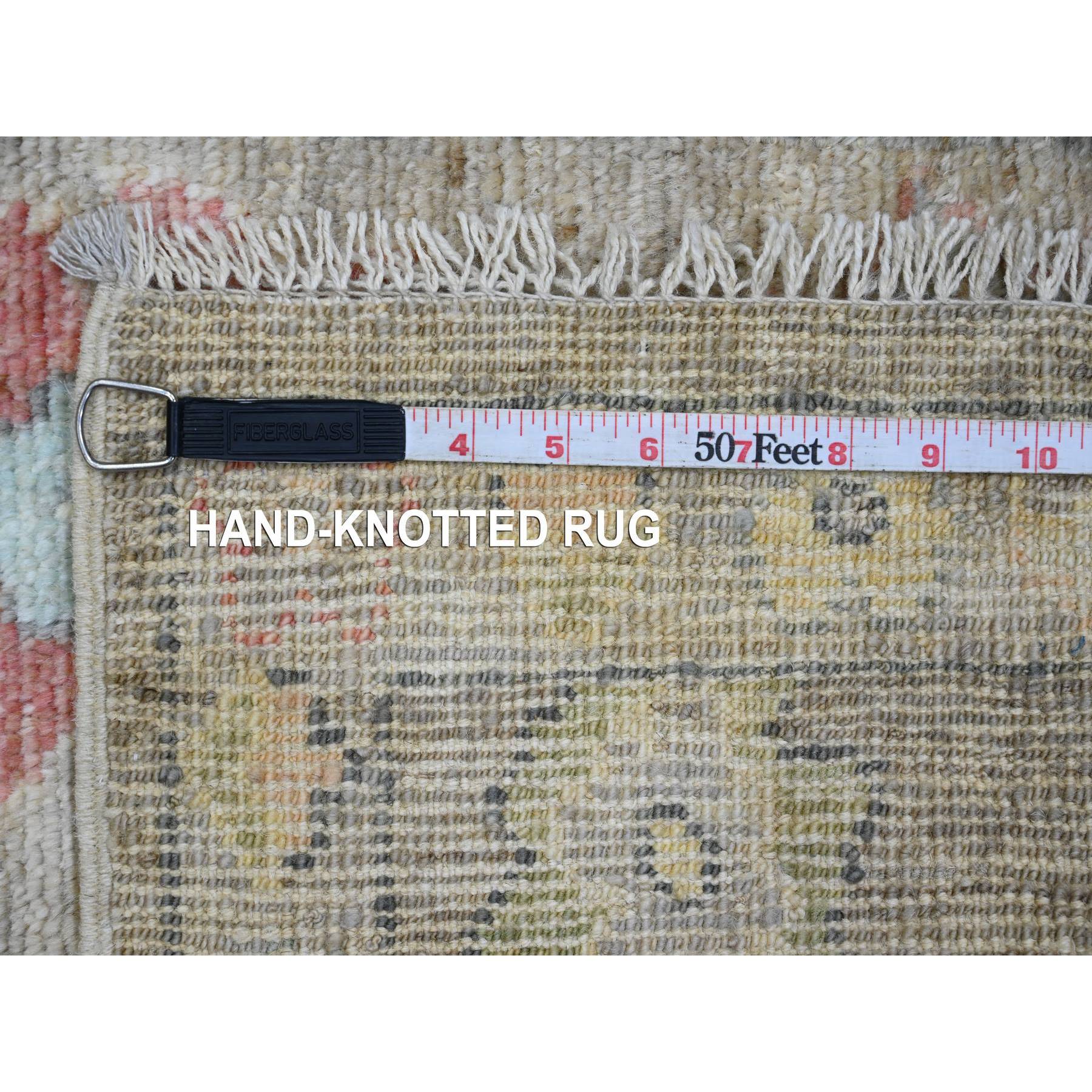 2'x3'2" Walnut Brown, Afghan Angora Oushak with Soft Color Leaf Design, Pure Wool, Hand Knotted, Vegetable Dyes, Mat, Oriental Rug Sh20331