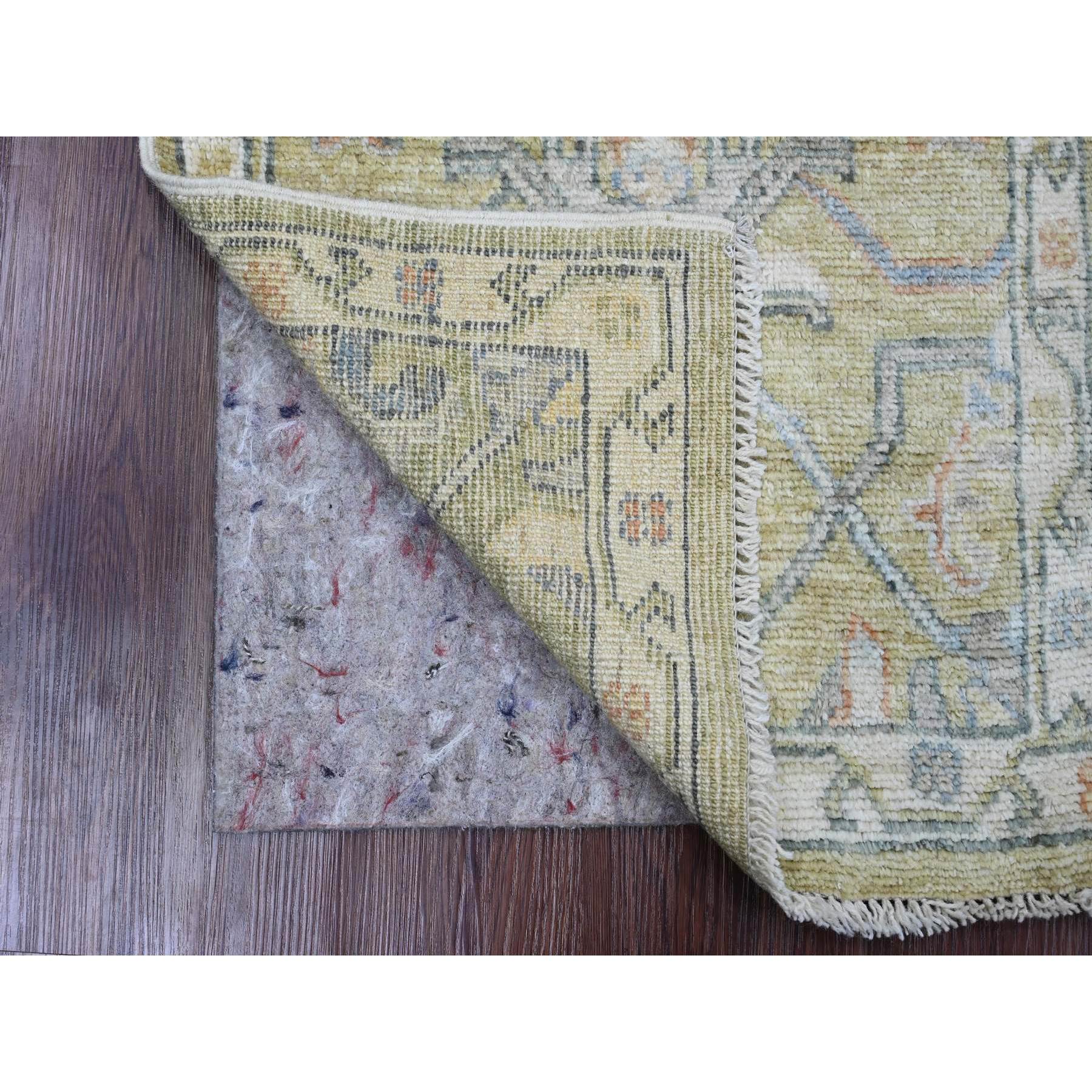 2'x3'2" Olive Green, Hand Knotted, Afghan Angora Oushak with All Over Design, Vegetable Dyes, 100% Wool, Mat, Oriental Rug Sh20332