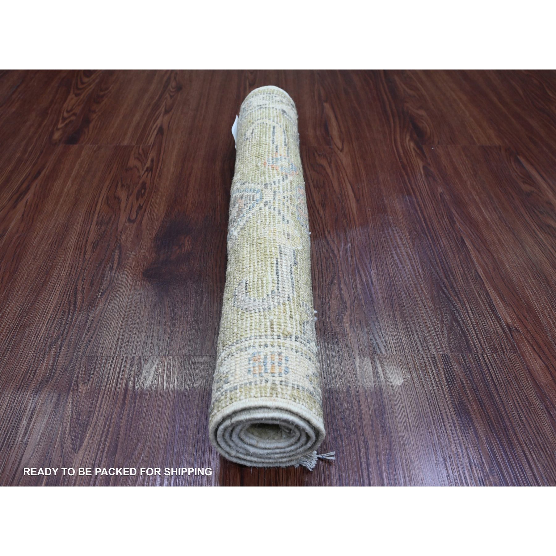 2'x3'2" Olive Green, Hand Knotted, Afghan Angora Oushak with All Over Design, Vegetable Dyes, 100% Wool, Mat, Oriental Rug Sh20332