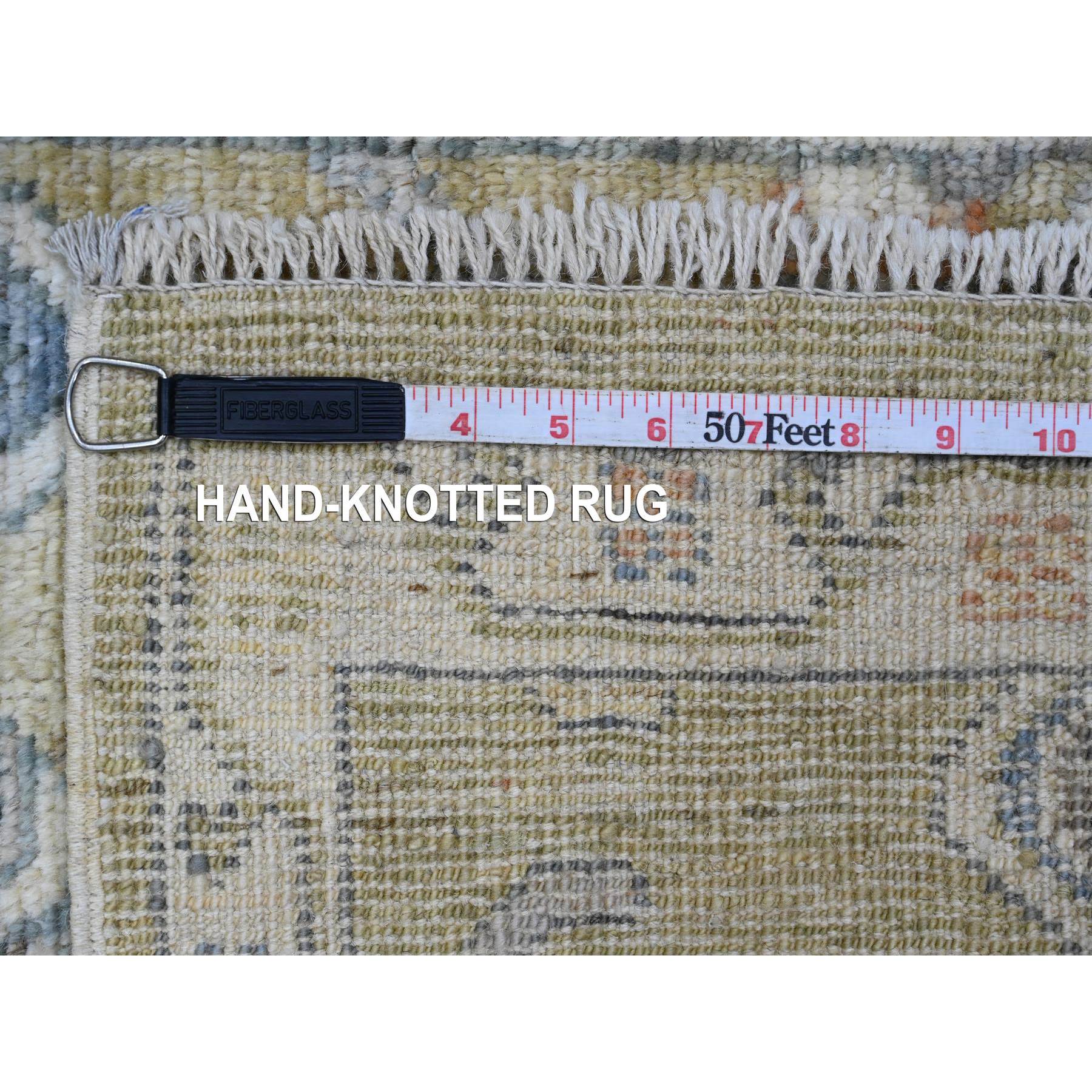 2'x3'2" Olive Green, Hand Knotted, Afghan Angora Oushak with All Over Design, Vegetable Dyes, 100% Wool, Mat, Oriental Rug Sh20332