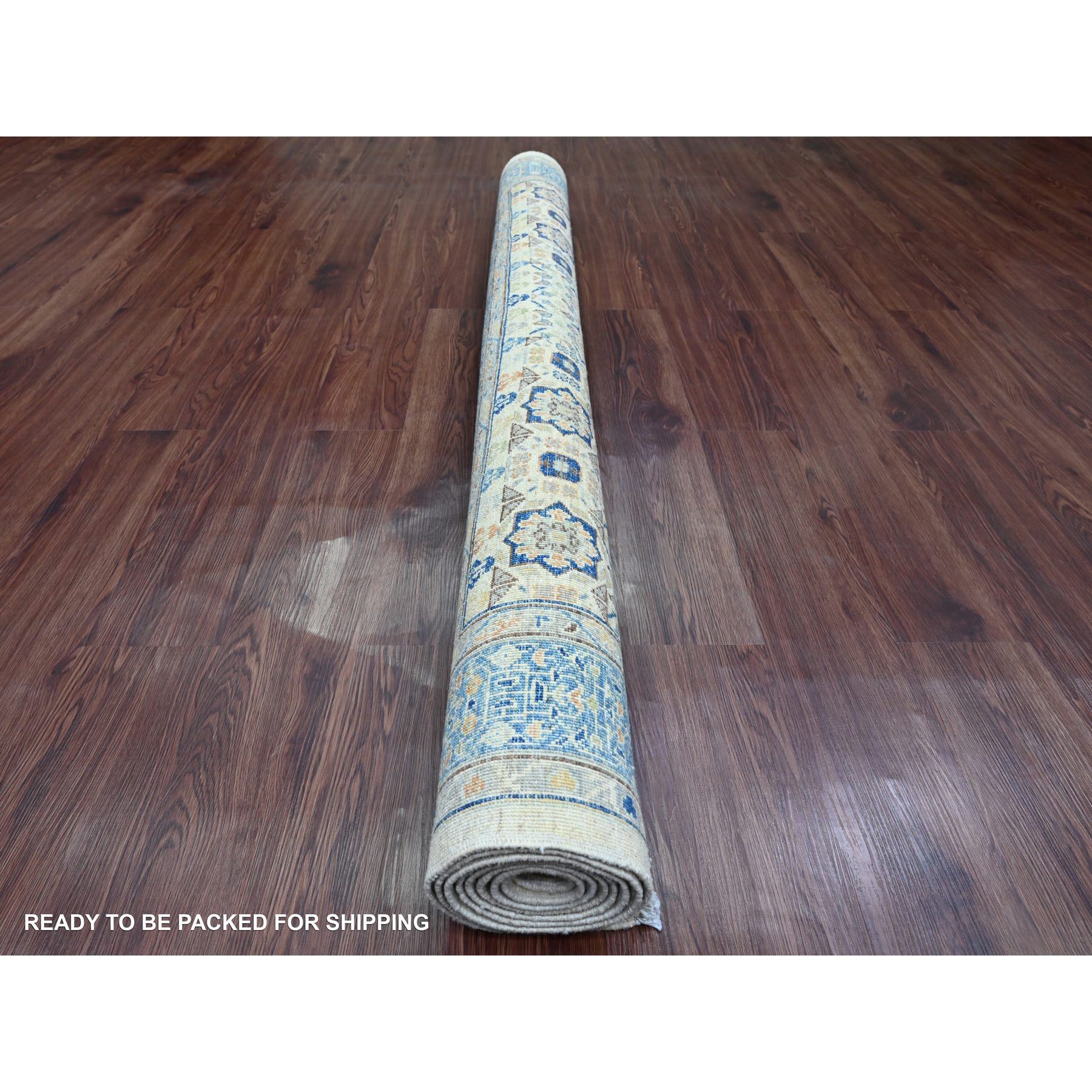 5'10"x8'8" Pearl White, 14th Century Mamluk Dynasty Pattern with Star Medallion Design, Hand Knotted, Vibrant and Soft Wool, Natural Dyes, Oriental Rug Sh20335