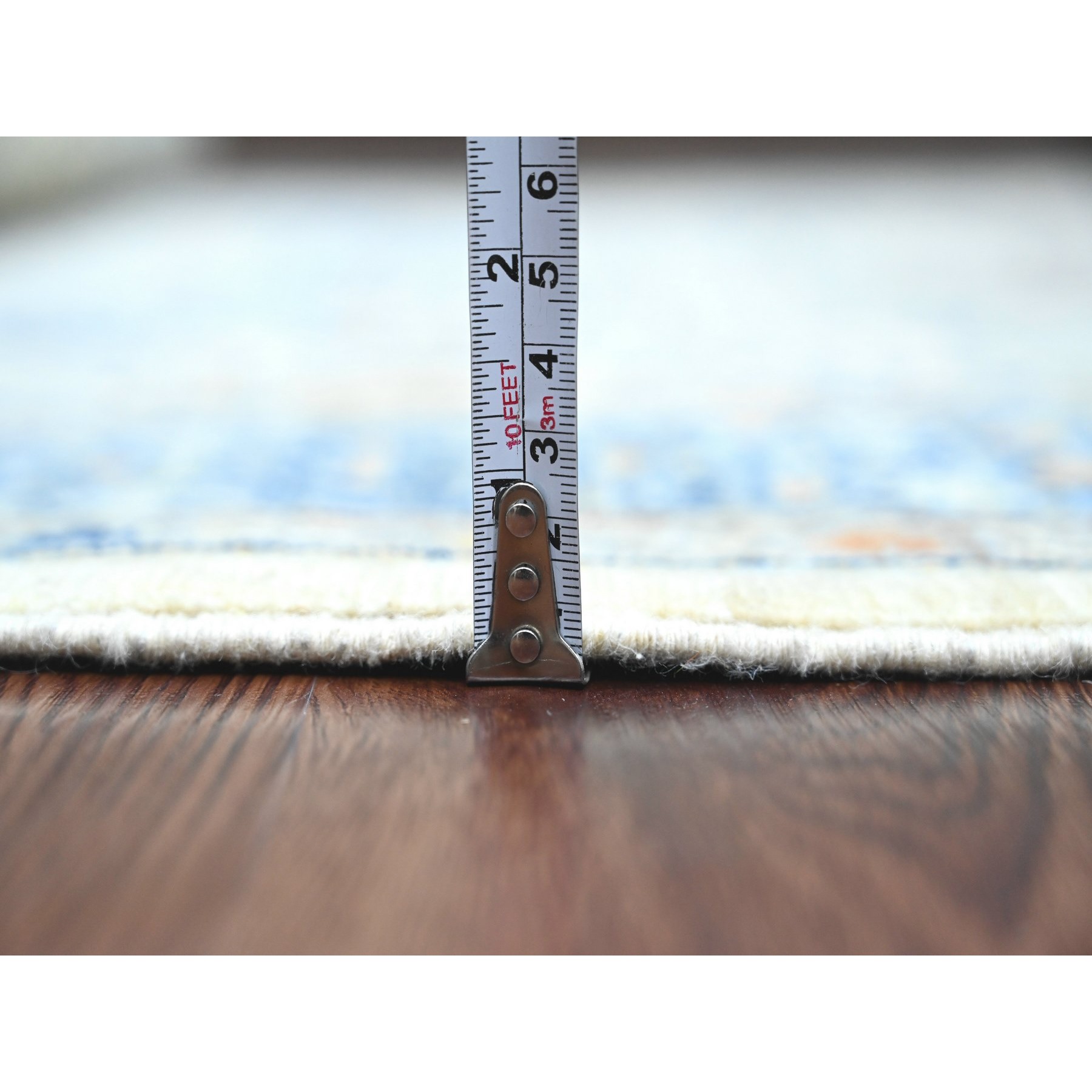 5'10"x8'8" Pearl White, 14th Century Mamluk Dynasty Pattern with Star Medallion Design, Hand Knotted, Vibrant and Soft Wool, Natural Dyes, Oriental Rug Sh20335