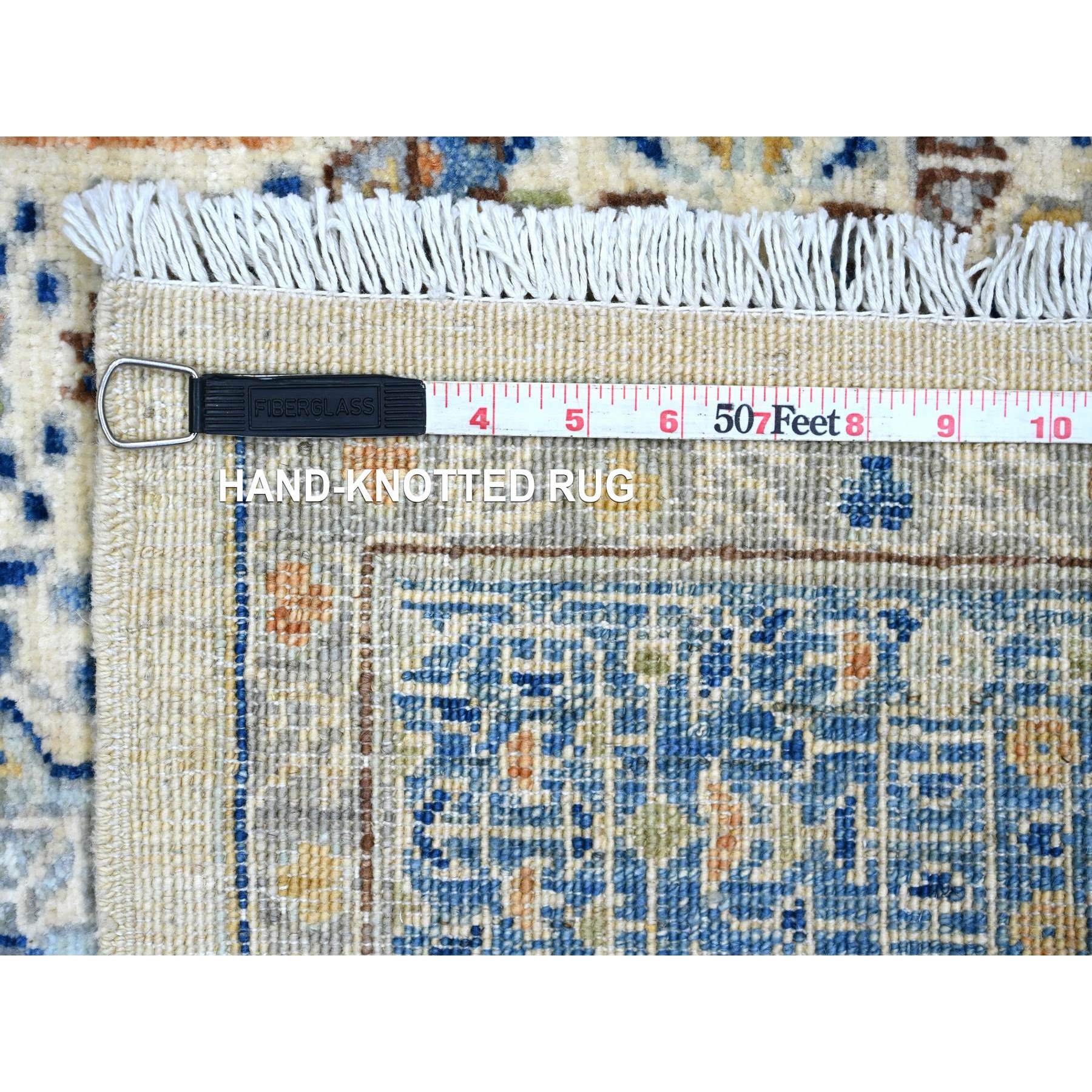 5'10"x8'8" Pearl White, 14th Century Mamluk Dynasty Pattern with Star Medallion Design, Hand Knotted, Vibrant and Soft Wool, Natural Dyes, Oriental Rug Sh20335