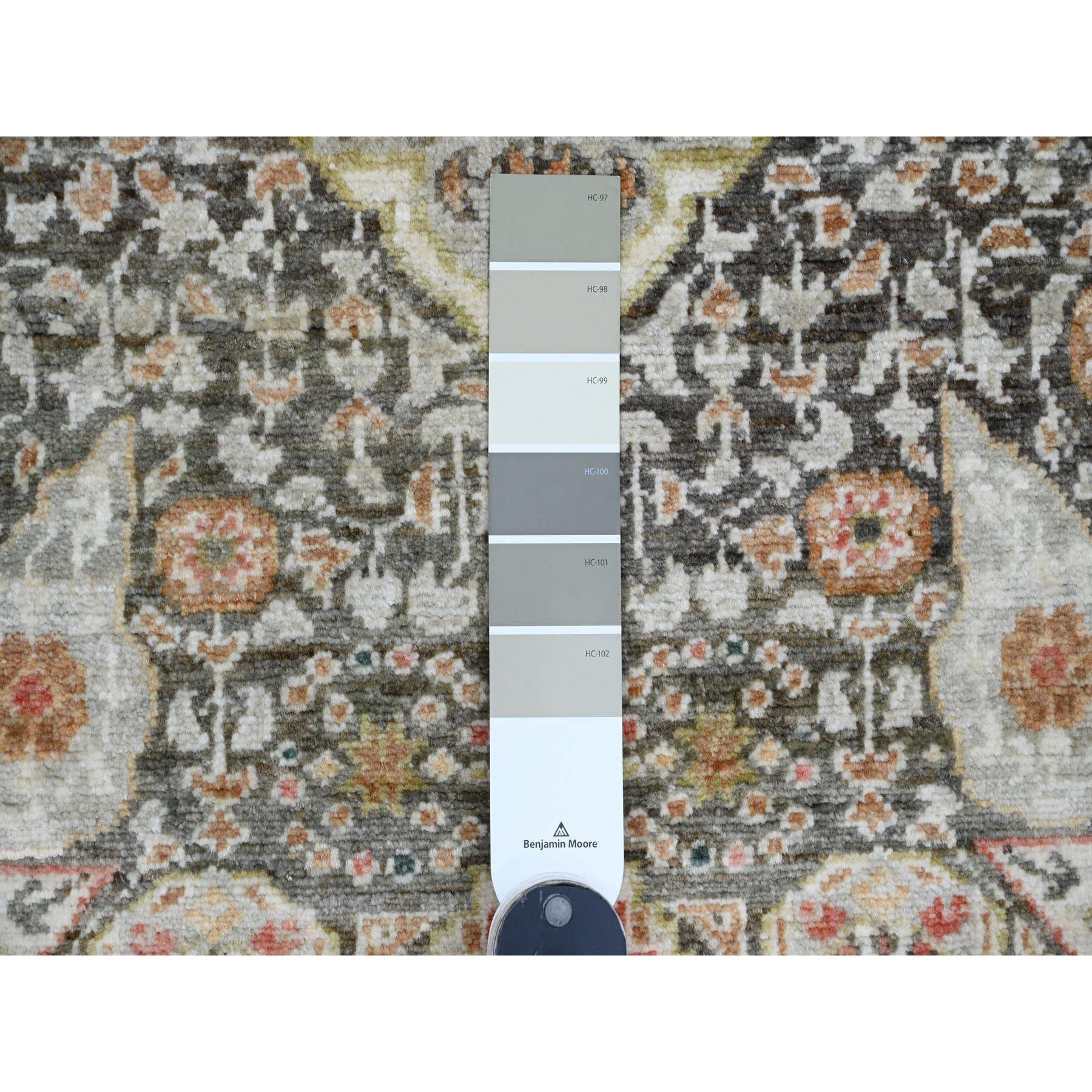 6'1"x9' Cedar Brown, 14th Century Mamluk Dynasty Pattern with Star Medallion Design, Hand Knotted, High Mountain Wool, Abrash, Veggie Dyes, Oriental Rug Sh20336