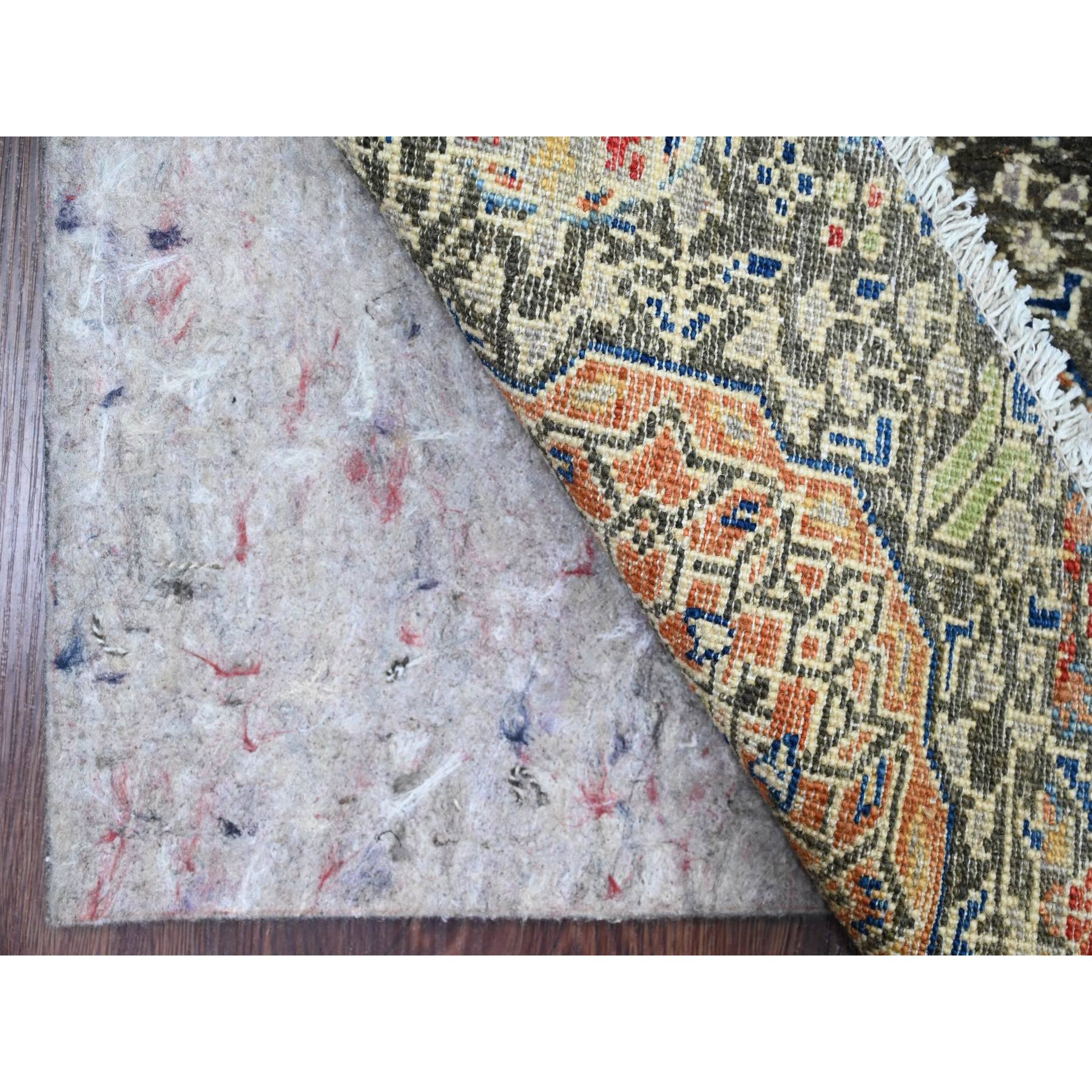 7'8"x7'8" Mocha Brown, 14th Century Mamluk Dynasty Pattern with Star Medallion Design, Hand Knotted, Soft Pile, High Mountain Wool, Vegetable Dyes, Round, Oriental Rug Sh20337