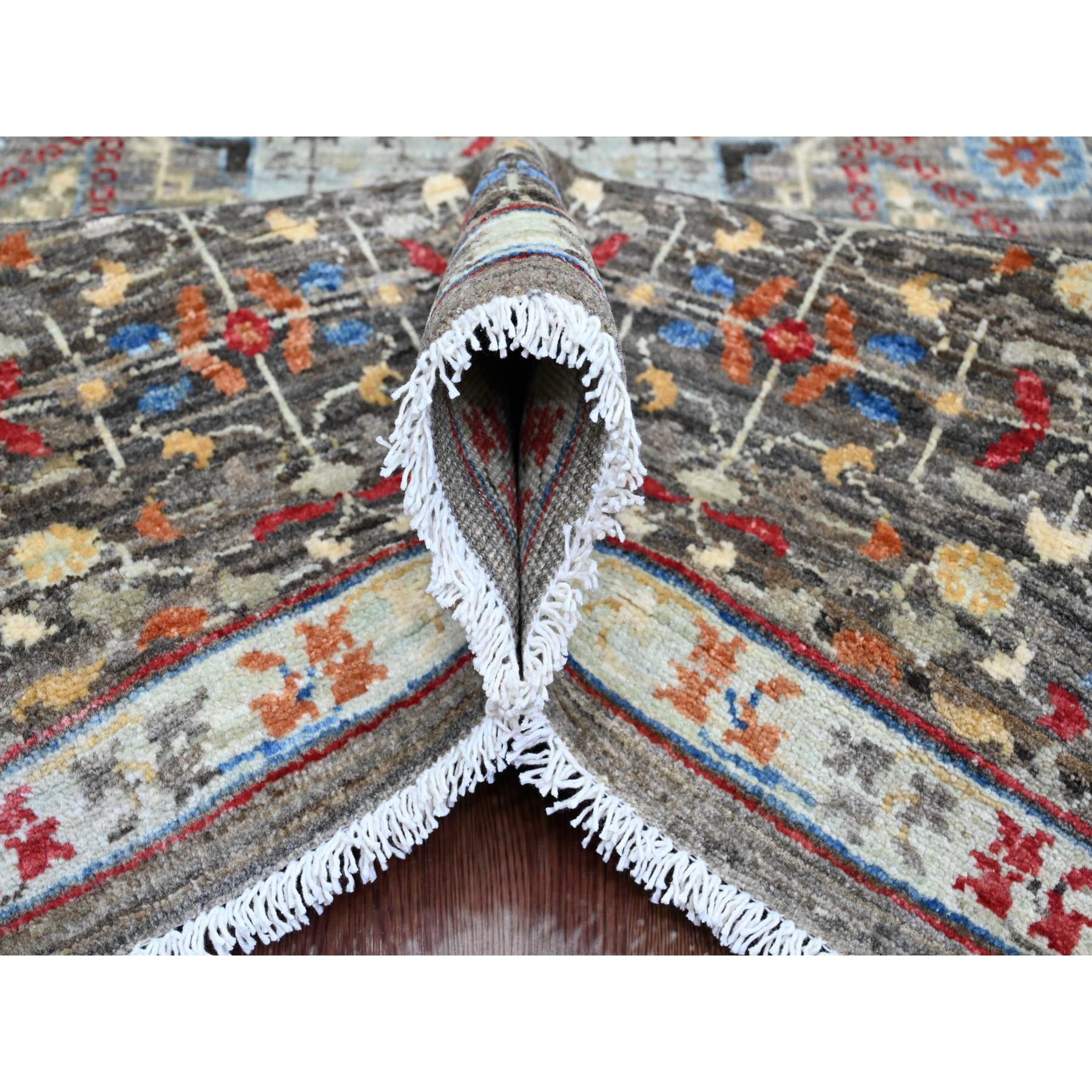 8'x9'8" Nevada Gray, Hand Knotted, 14th Century Mamluk Dynasty Pattern with Large Medallion Design, Soft Wool, Natural Dyes, Oriental Rug Sh20338