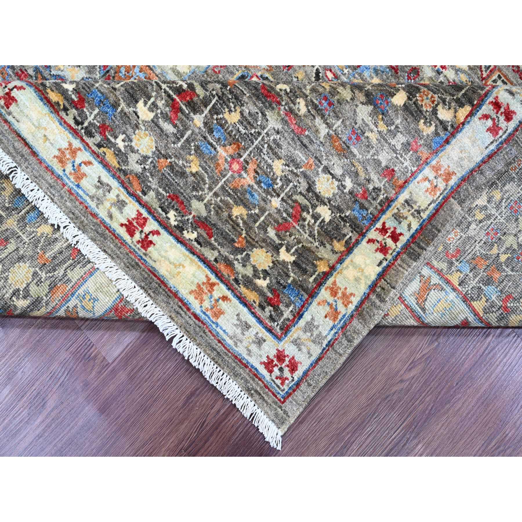 8'x9'8" Nevada Gray, Hand Knotted, 14th Century Mamluk Dynasty Pattern with Large Medallion Design, Soft Wool, Natural Dyes, Oriental Rug Sh20338