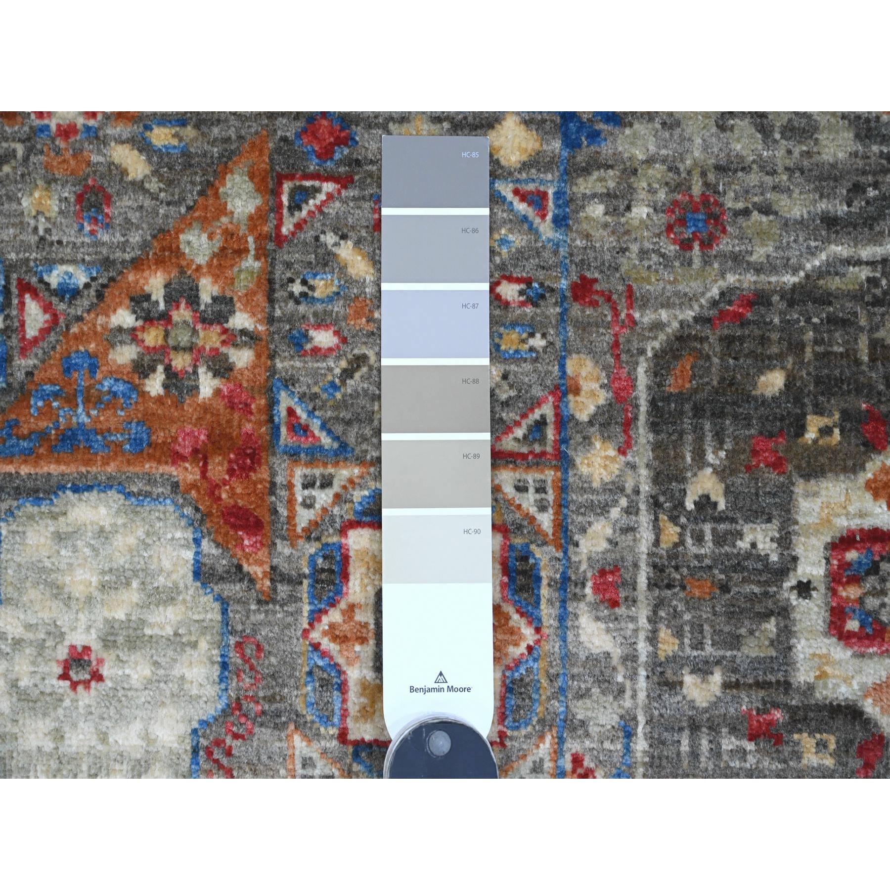 8'x9'8" Nevada Gray, Hand Knotted, 14th Century Mamluk Dynasty Pattern with Large Medallion Design, Soft Wool, Natural Dyes, Oriental Rug Sh20338