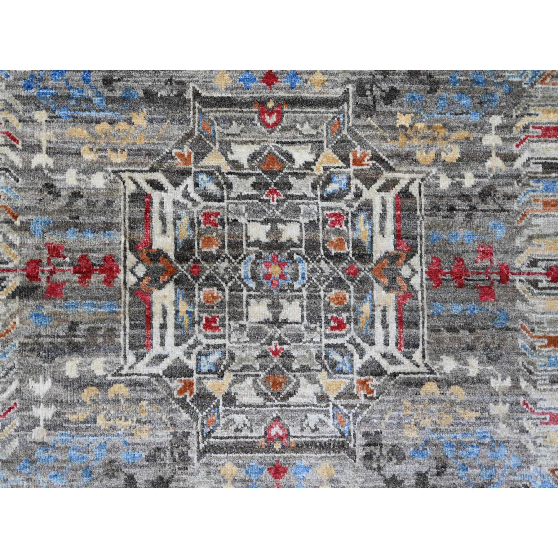 8'x9'8" Nevada Gray, Hand Knotted, 14th Century Mamluk Dynasty Pattern with Large Medallion Design, Soft Wool, Natural Dyes, Oriental Rug Sh20338