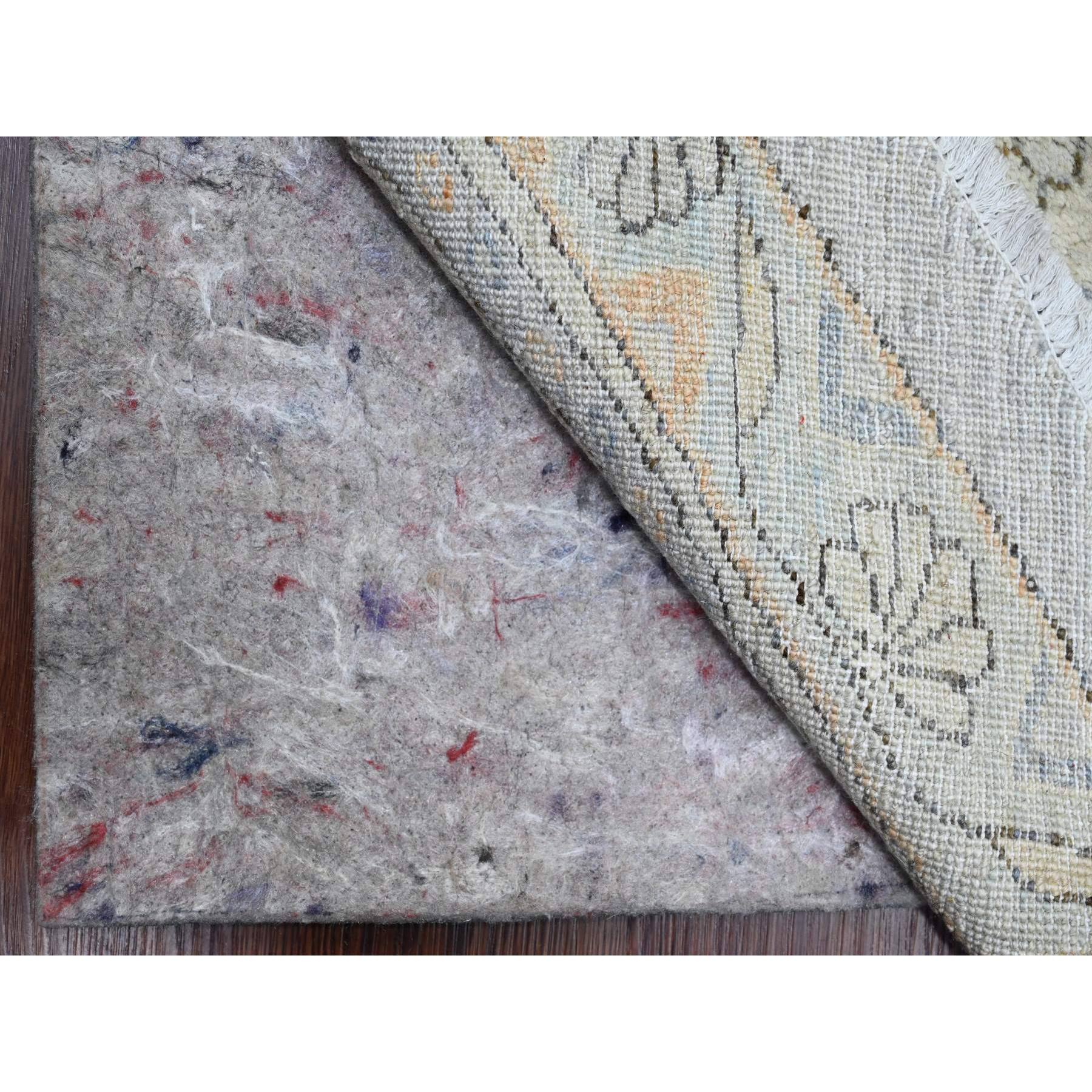 12'2"x12'2" Misty Gray, Washed Out Ziegler Mahal Revival with All Over Pattern, Hand Knotted, 100% Wool, Round, Oriental Rug Sh20339