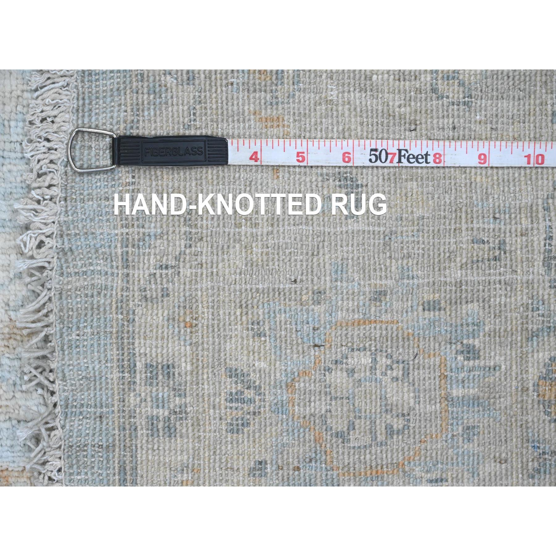 6'3"x6'3" Beau Blue, Peshawar with Ziegler Mahal Design, High Mountain Wool, Washed Out, Denser Weave, Hand Knotted, Round, Oriental Rug Sh20341