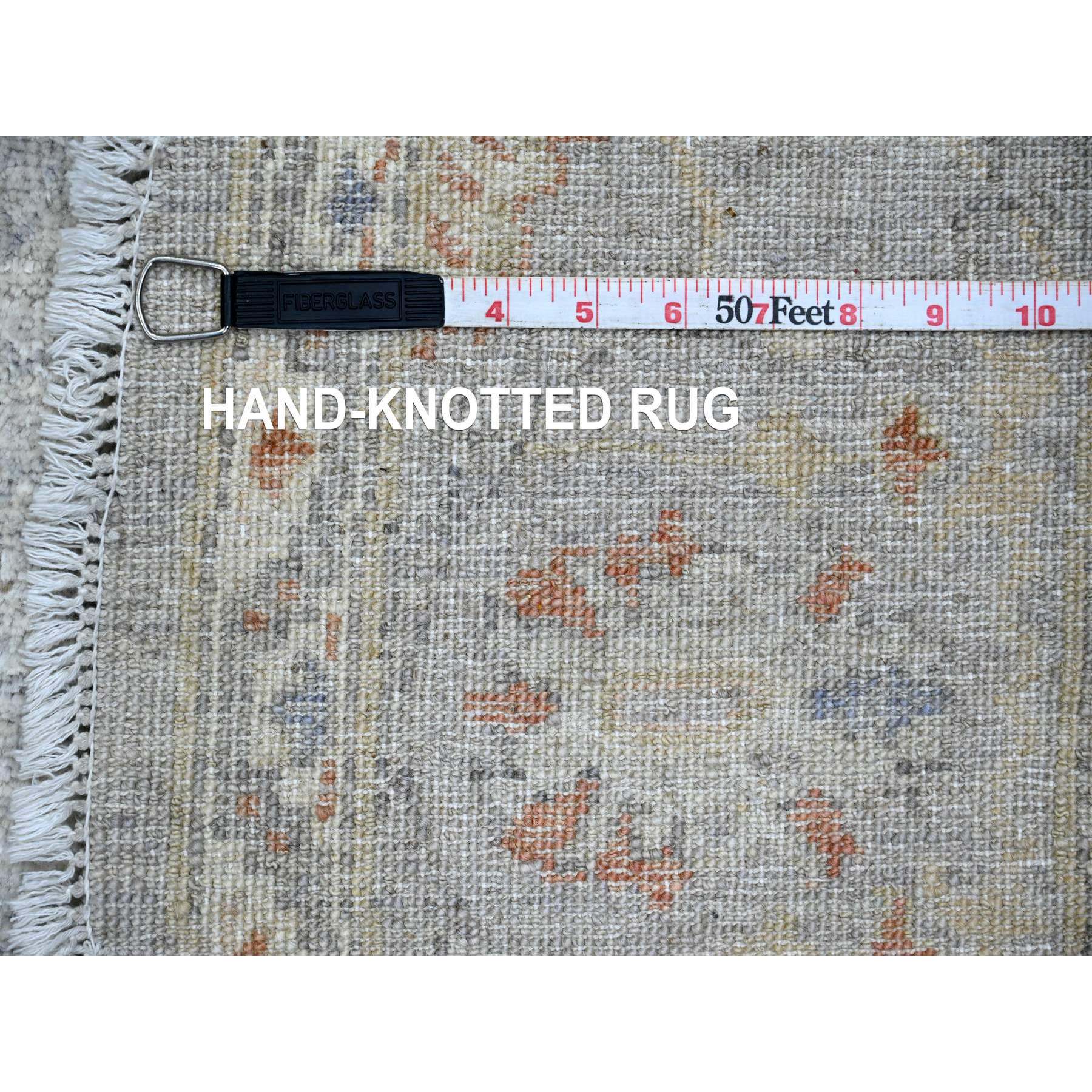 6'x6' Powder Blue, All Over Ziegler Mahal Design, Washed Out with Balanced Color Shades, Hand Knotted, Pure Wool, Round, Oriental Rug Sh20342