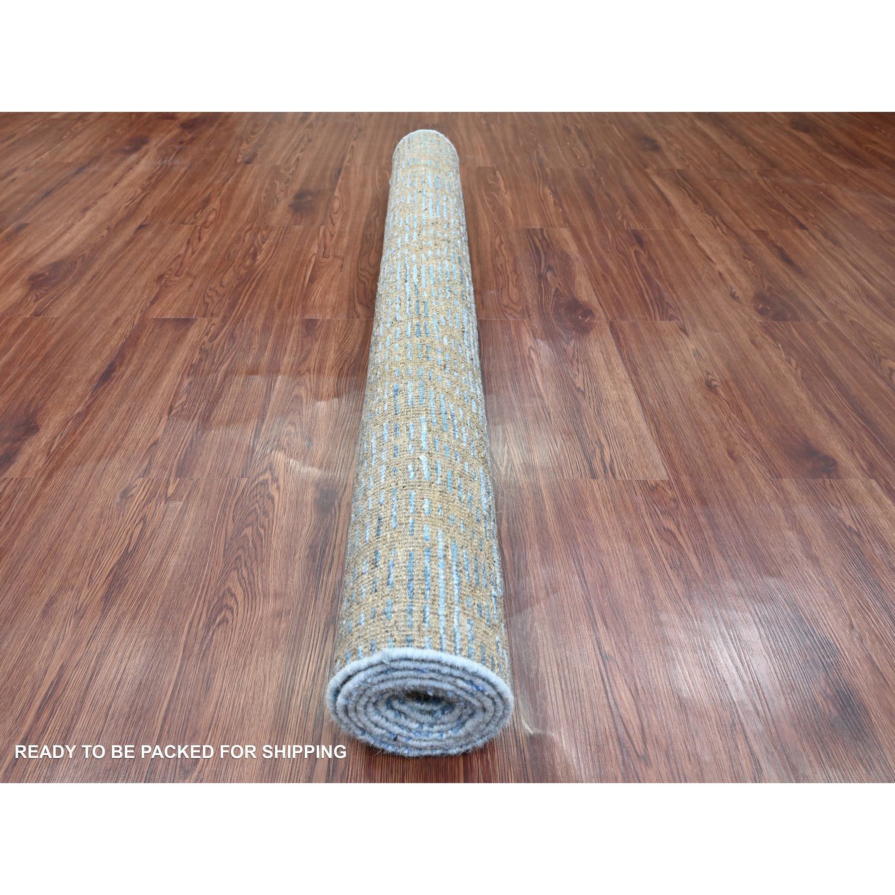 5'1"x8'2" Carolina Blue, Moroccan Weave with Modernistic Design, Tone on Tone, Hand Knotted, Textured Pile, Soft Wool, Oriental Rug Sh20344