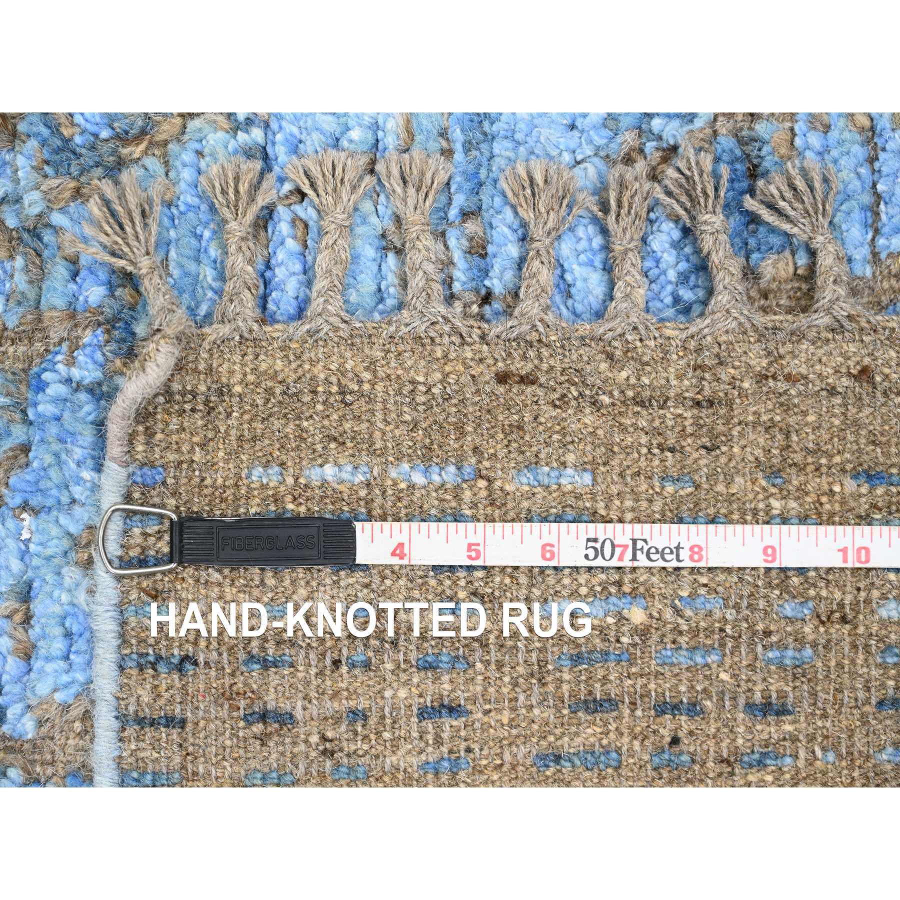 5'1"x8'2" Carolina Blue, Moroccan Weave with Modernistic Design, Tone on Tone, Hand Knotted, Textured Pile, Soft Wool, Oriental Rug Sh20344