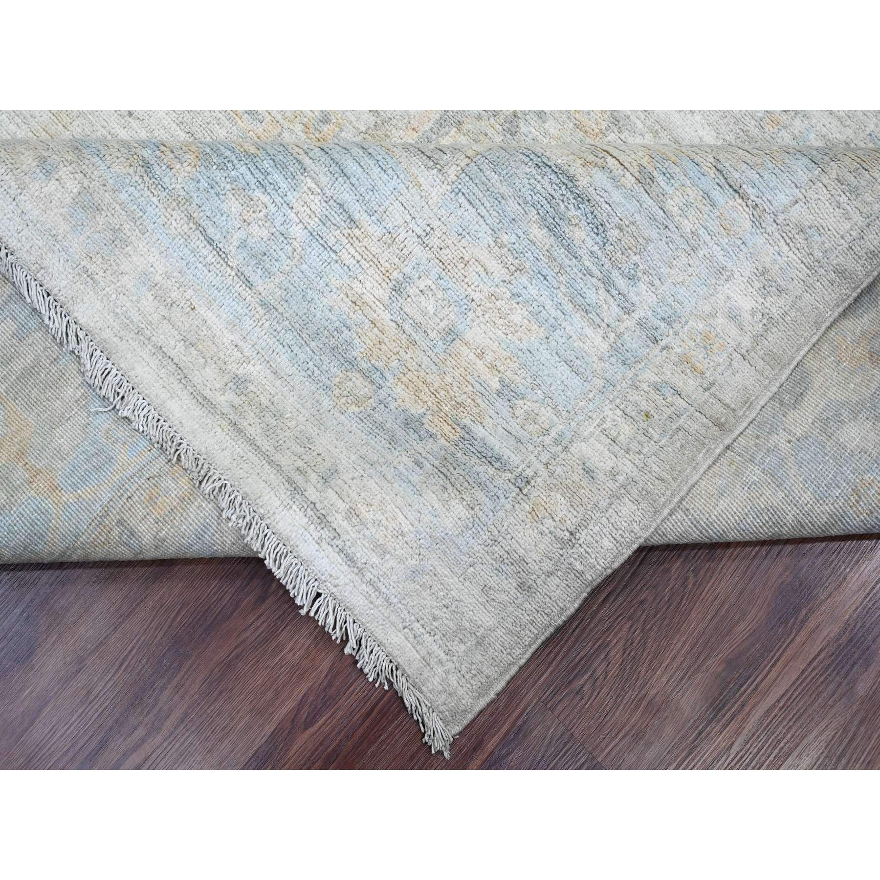 9'1"x11'7" Oyster Gray, Aryana Collection, Afghan Peshawar with Heriz All Over Design, 100% Wool, Hand Knotted, Vegetable Dyes, Densely Woven, Oriental Rug Sh20349