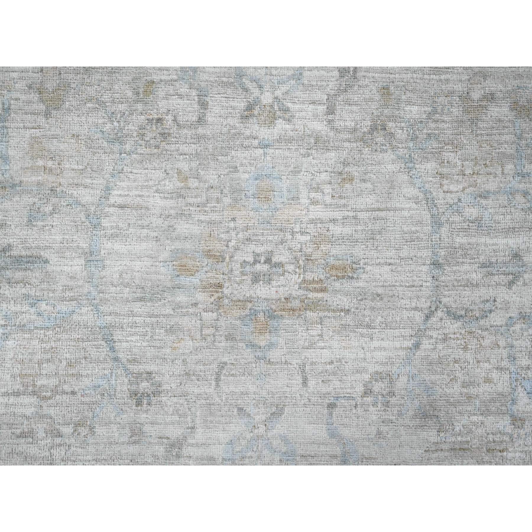 9'1"x11'7" Oyster Gray, Aryana Collection, Afghan Peshawar with Heriz All Over Design, 100% Wool, Hand Knotted, Vegetable Dyes, Densely Woven, Oriental Rug Sh20349