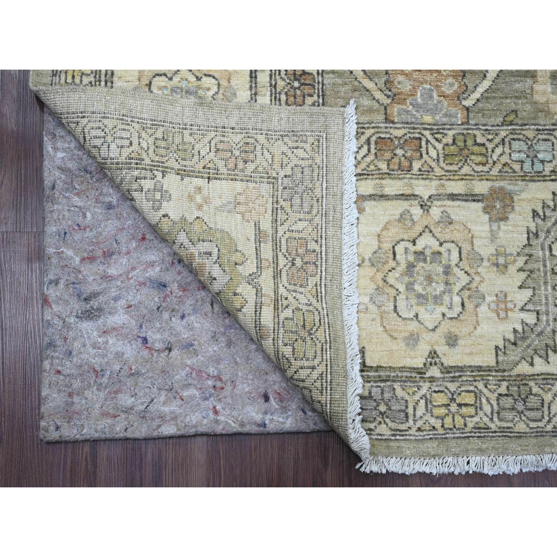 8'1"x9'7" Cedar Brown with Touches of Gold, Peshawar Heriz All Over Design, Vegetable Dyes, High Mountain Wool, Hand Knotted, Denser Weave, Oriental Rug Sh20350