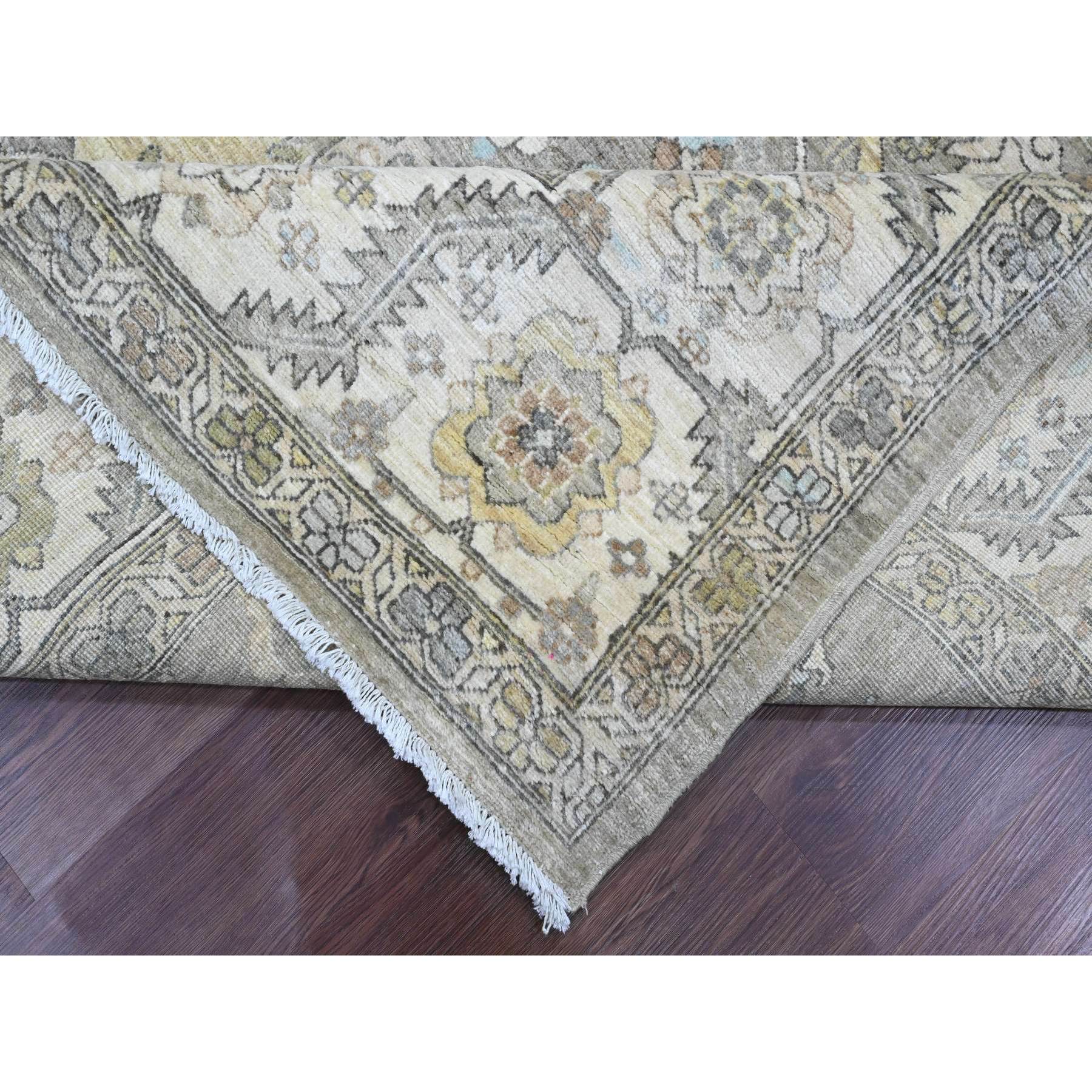 8'1"x9'7" Cedar Brown with Touches of Gold, Peshawar Heriz All Over Design, Vegetable Dyes, High Mountain Wool, Hand Knotted, Denser Weave, Oriental Rug Sh20350