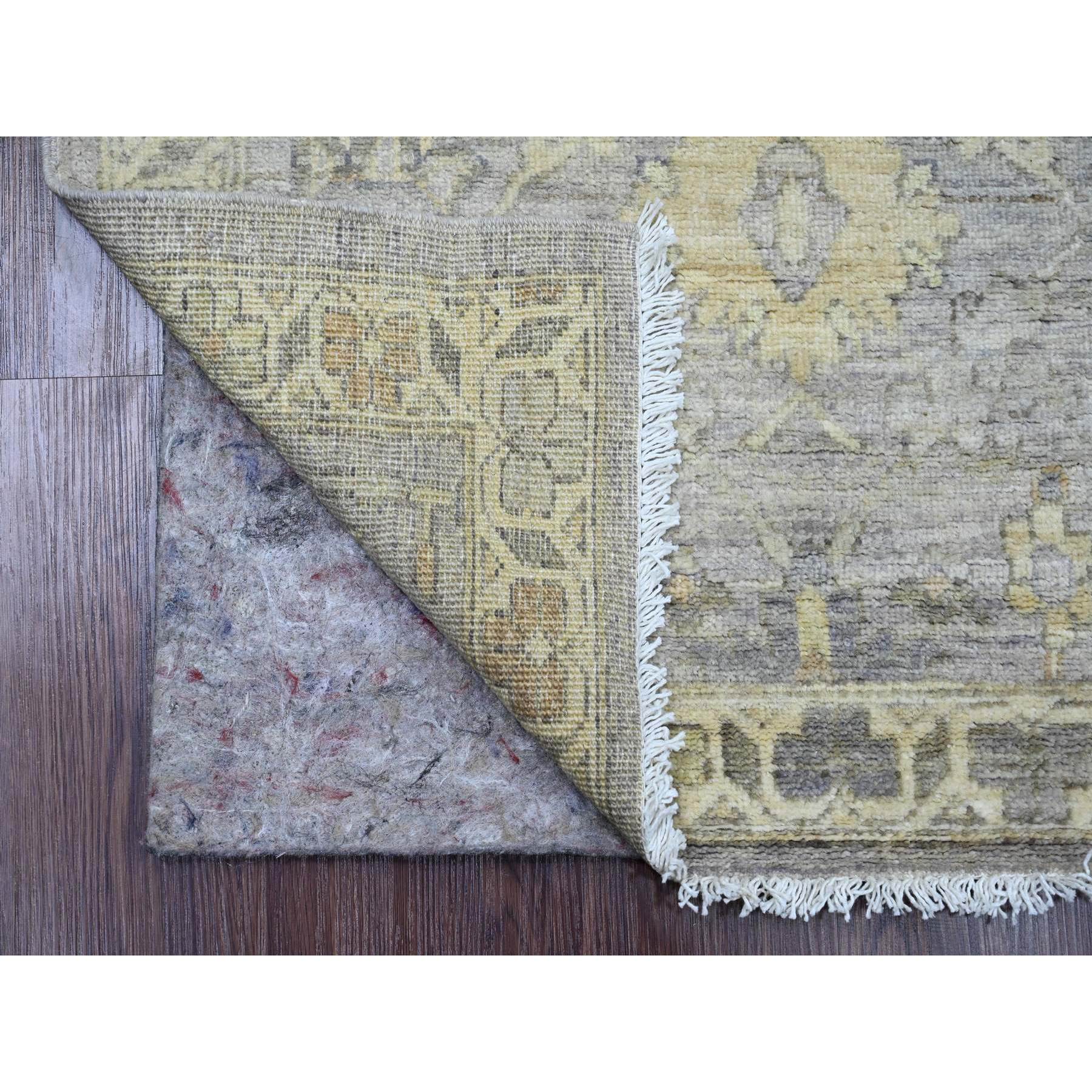2'7"x11'8" Cloud Gray, Peshawar with Ziegler Mahal Design, Vegetable Dyes, High Mountain Wool, Hand Knotted, Runner, Oriental Rug Sh20351