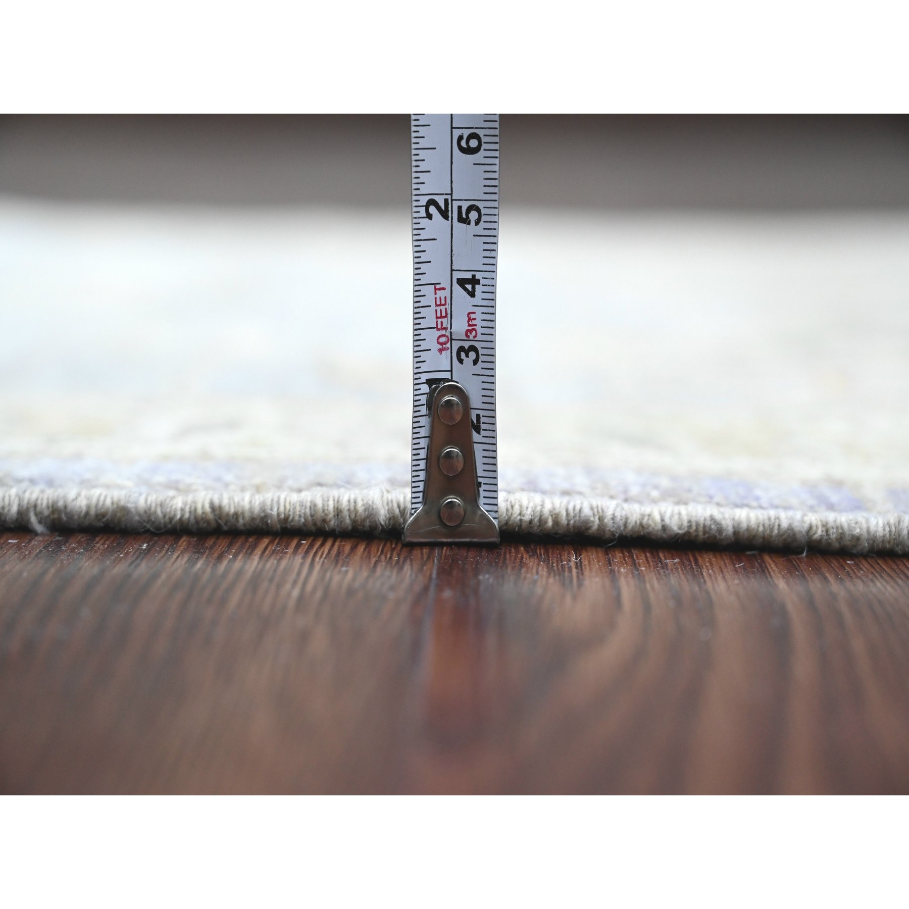 2'7"x11'8" Cloud Gray, Peshawar with Ziegler Mahal Design, Vegetable Dyes, High Mountain Wool, Hand Knotted, Runner, Oriental Rug Sh20351
