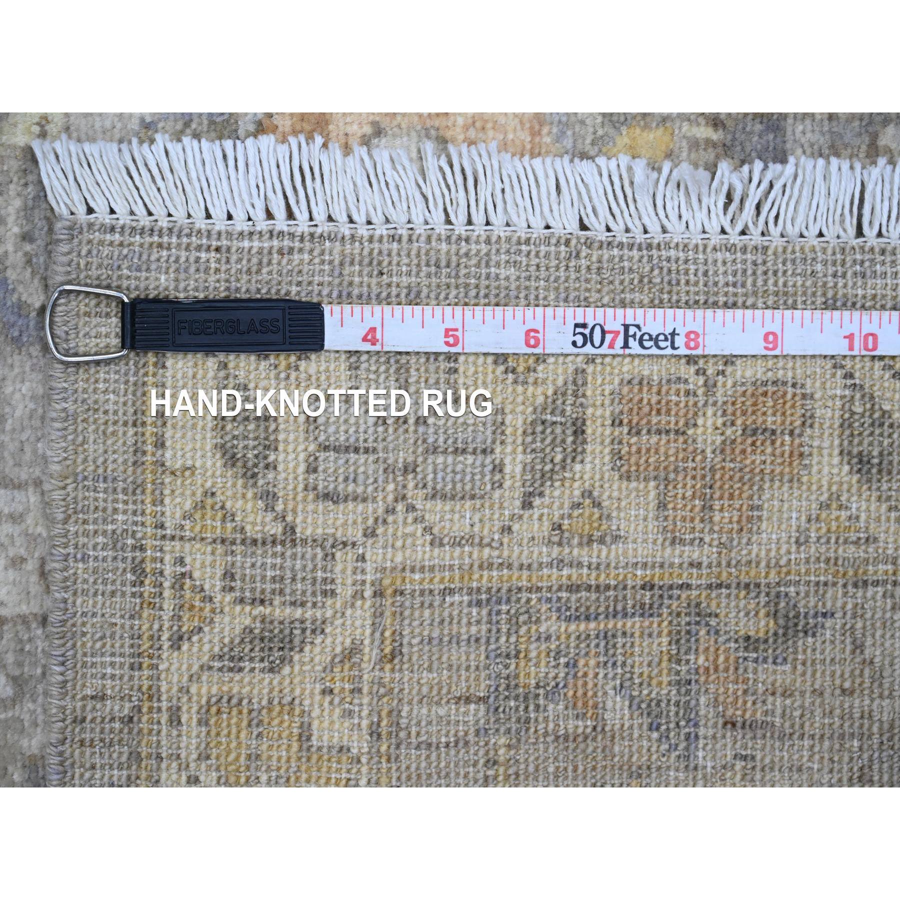2'7"x11'8" Cloud Gray, Peshawar with Ziegler Mahal Design, Vegetable Dyes, High Mountain Wool, Hand Knotted, Runner, Oriental Rug Sh20351