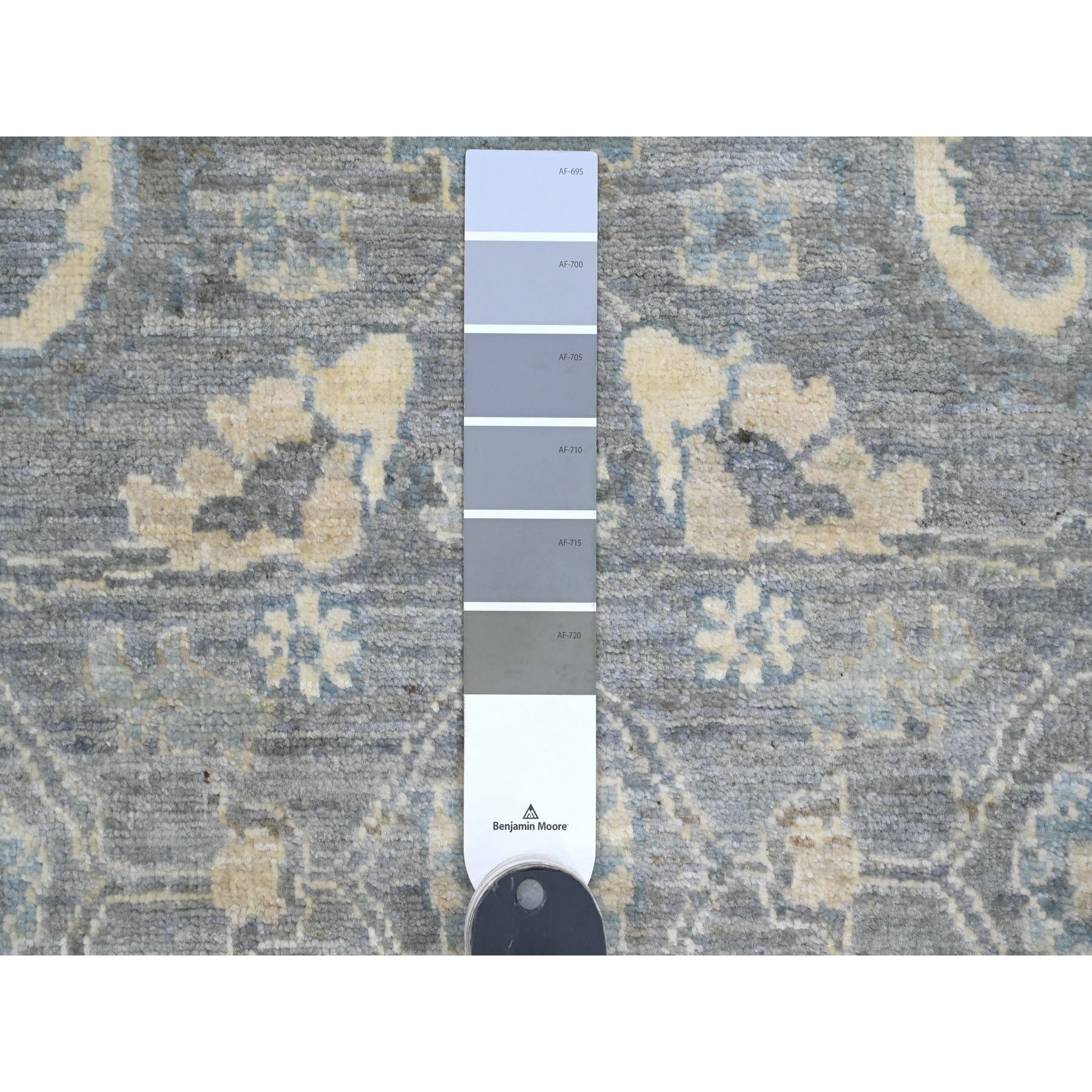 2'9"x5'6" Spanish Gray, Peshawar with Ziegler Mahal All Over Design, Vegetable Dyes, High Mountain Wool, Hand Knotted, Short Runner, Oriental Rug Sh20352