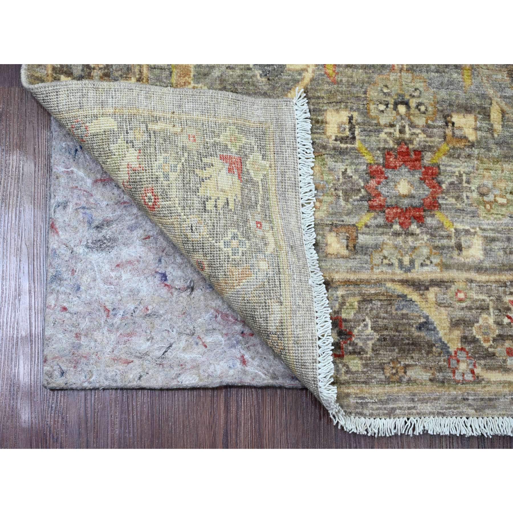 3'1"x4'9" Nickel Gray, Aryana Collection, Afghan Peshawar with Heriz All Over Design, Hand Knotted, 100% Wool, Vegetable Dyes, Densely Woven, Oriental Rug Sh20353