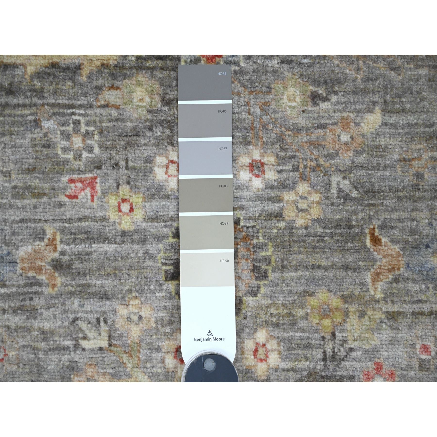 3'1"x4'9" Nickel Gray, Aryana Collection, Afghan Peshawar with Heriz All Over Design, Hand Knotted, 100% Wool, Vegetable Dyes, Densely Woven, Oriental Rug Sh20353