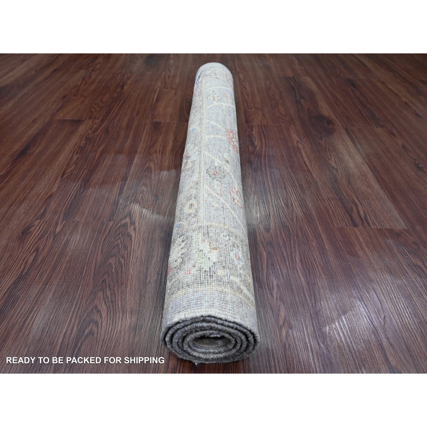3'1"x4'9" Nickel Gray, Aryana Collection, Afghan Peshawar with Heriz All Over Design, Hand Knotted, 100% Wool, Vegetable Dyes, Densely Woven, Oriental Rug Sh20353