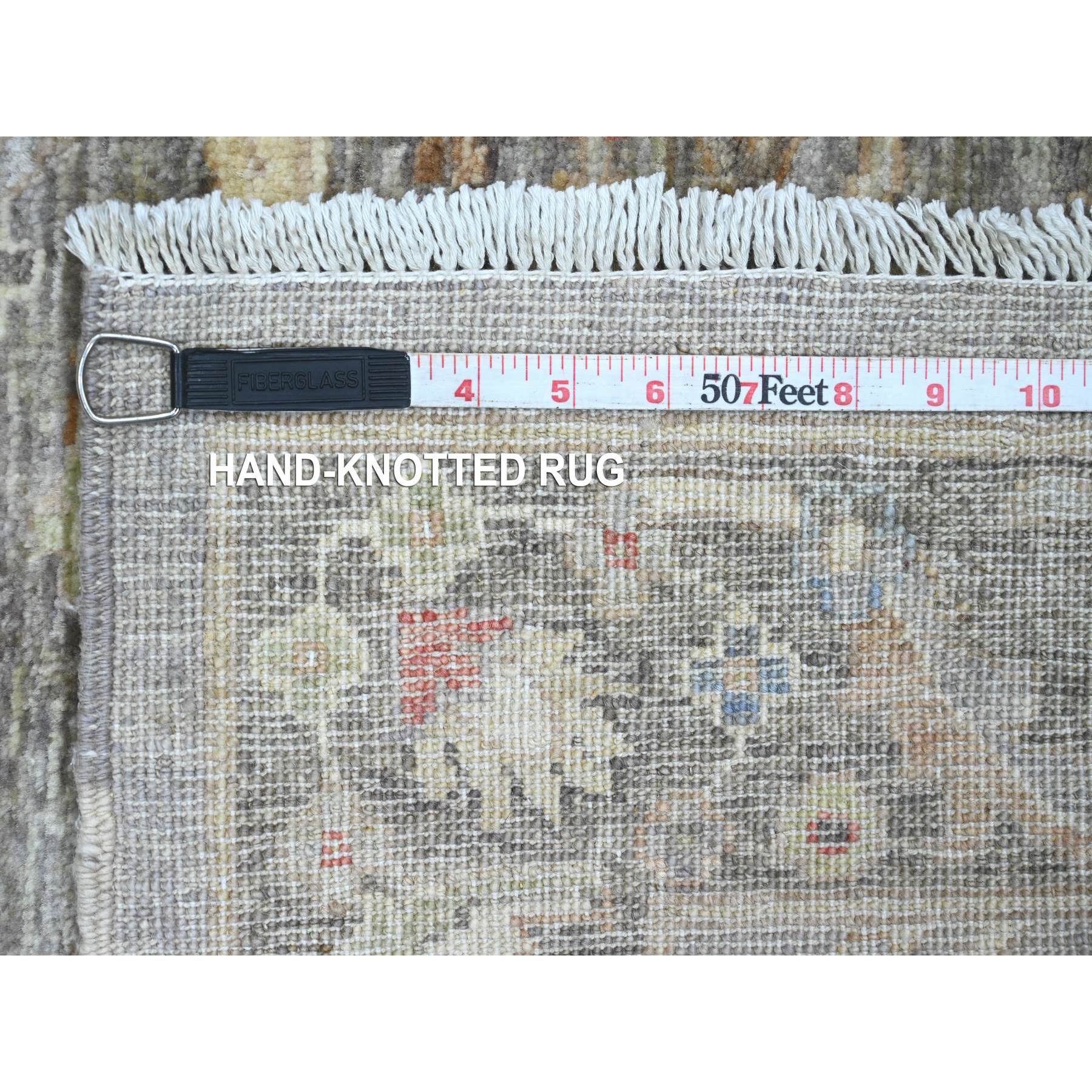 3'1"x4'9" Nickel Gray, Aryana Collection, Afghan Peshawar with Heriz All Over Design, Hand Knotted, 100% Wool, Vegetable Dyes, Densely Woven, Oriental Rug Sh20353