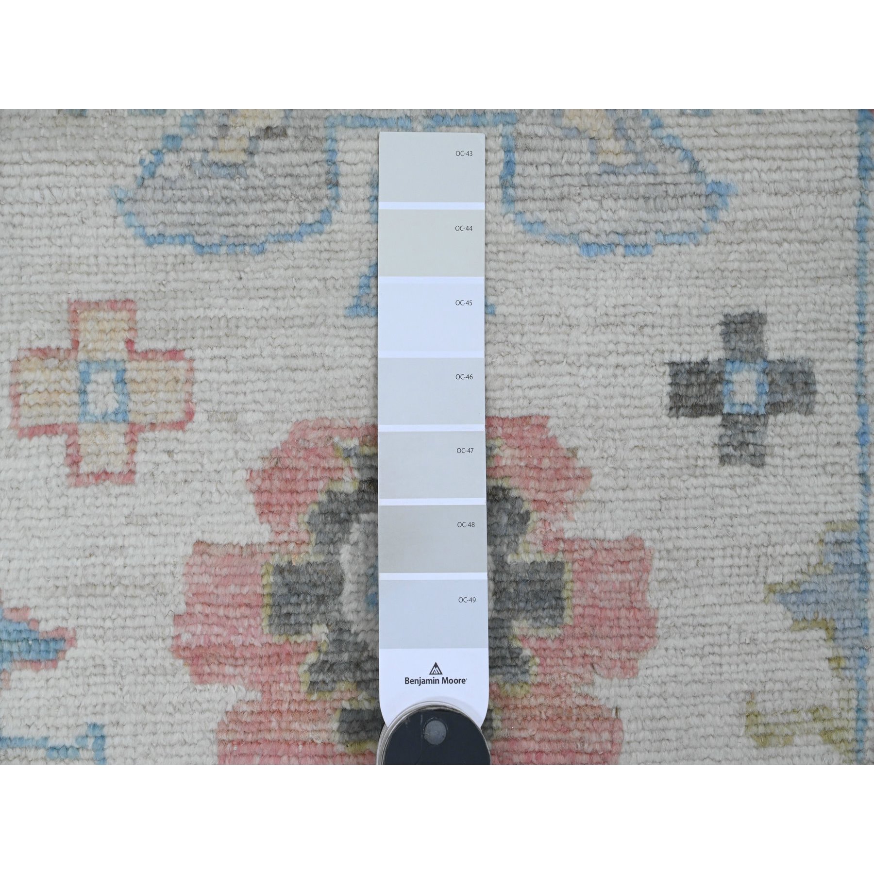 2'9"x16' Pearl White, Afghan Angora Oushak with All Over Leaf Design, Hand Knotted, Vegetable Dyes, 100% Wool, XL Runner, Oriental Rug Sh20356