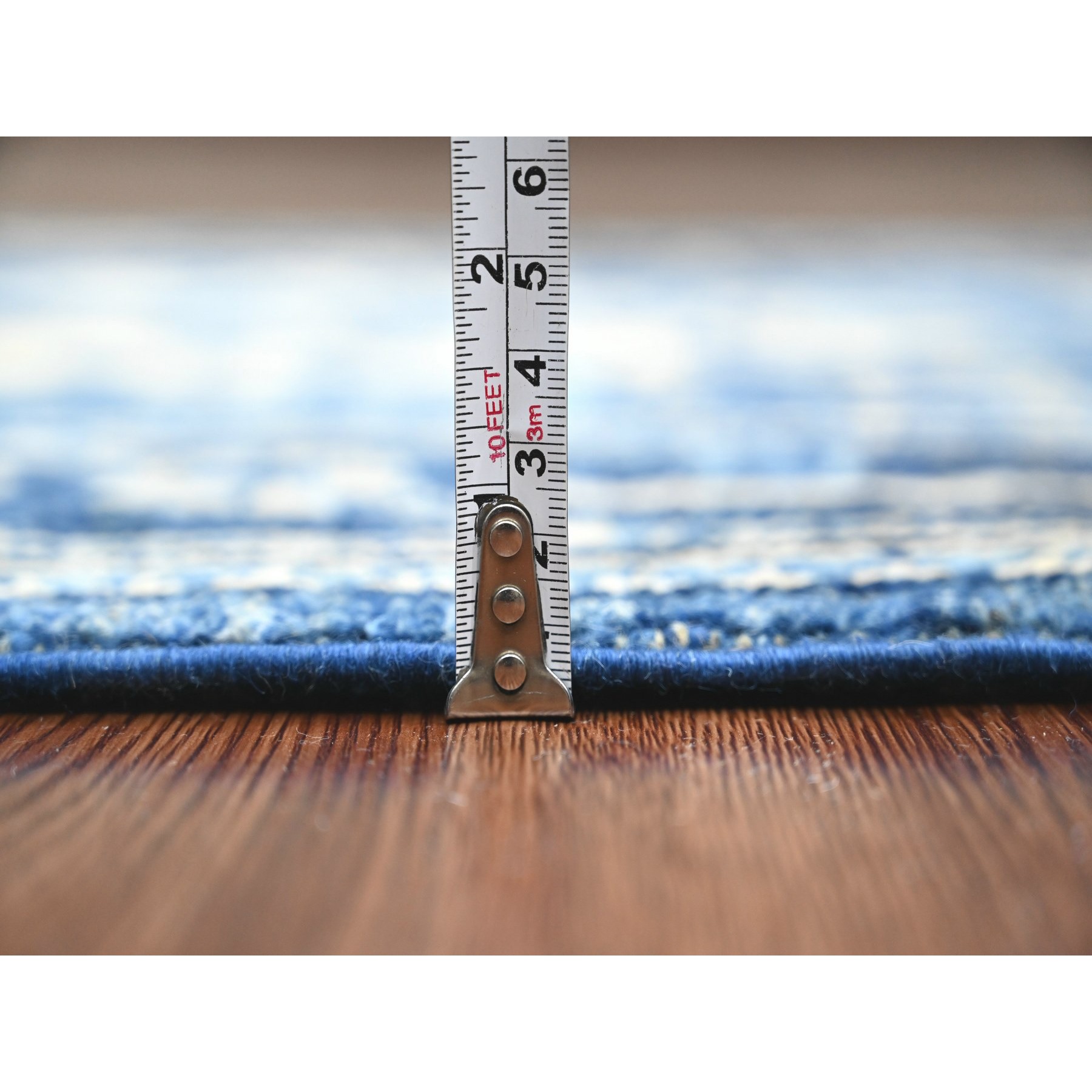 2'9"x19'8" Imperial Blue, Hand Knotted, Afghan Angora Oushak with All Over Leaf Design, Vegetable Dyes, 100% Wool, XL Runner, Oriental Rug Sh20359