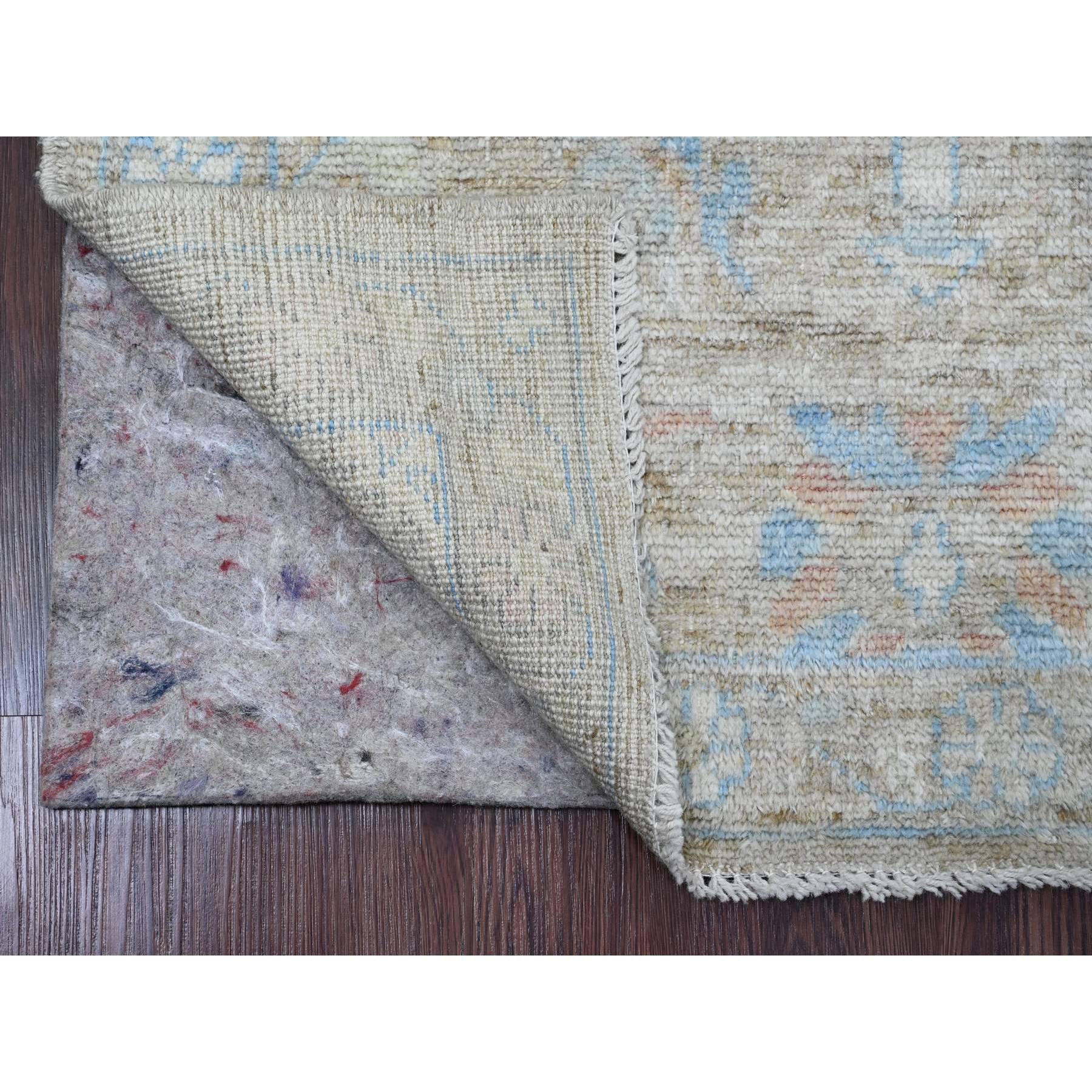 3'x5' Khaki Brown, Afghan Angora Oushak with Leaf Design, Vegetable Dyes, 100% Wool, Hand Knotted, Oriental Rug Sh20360