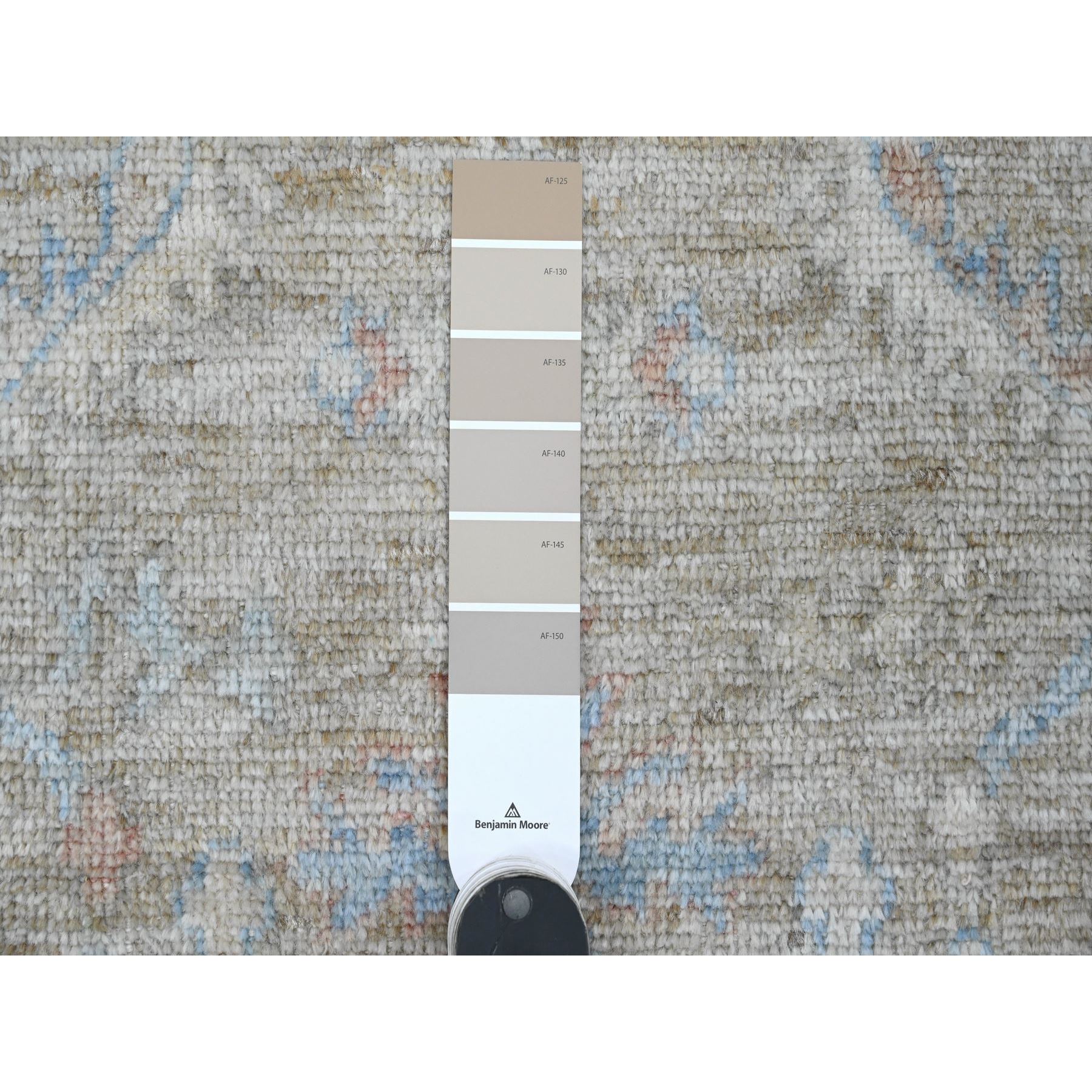 3'x5' Khaki Brown, Afghan Angora Oushak with Leaf Design, Vegetable Dyes, 100% Wool, Hand Knotted, Oriental Rug Sh20360