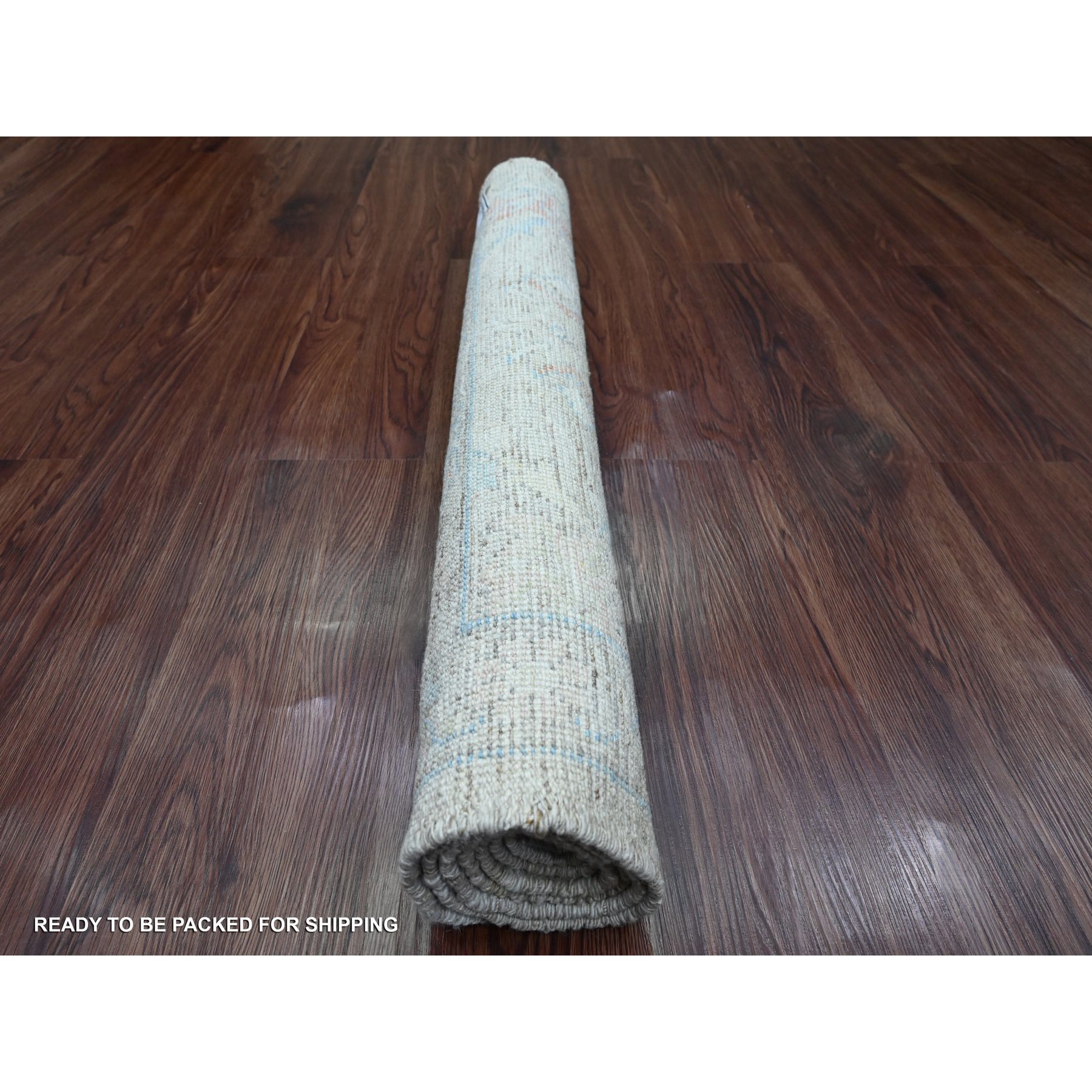 3'x5' Khaki Brown, Afghan Angora Oushak with Leaf Design, Vegetable Dyes, 100% Wool, Hand Knotted, Oriental Rug Sh20360