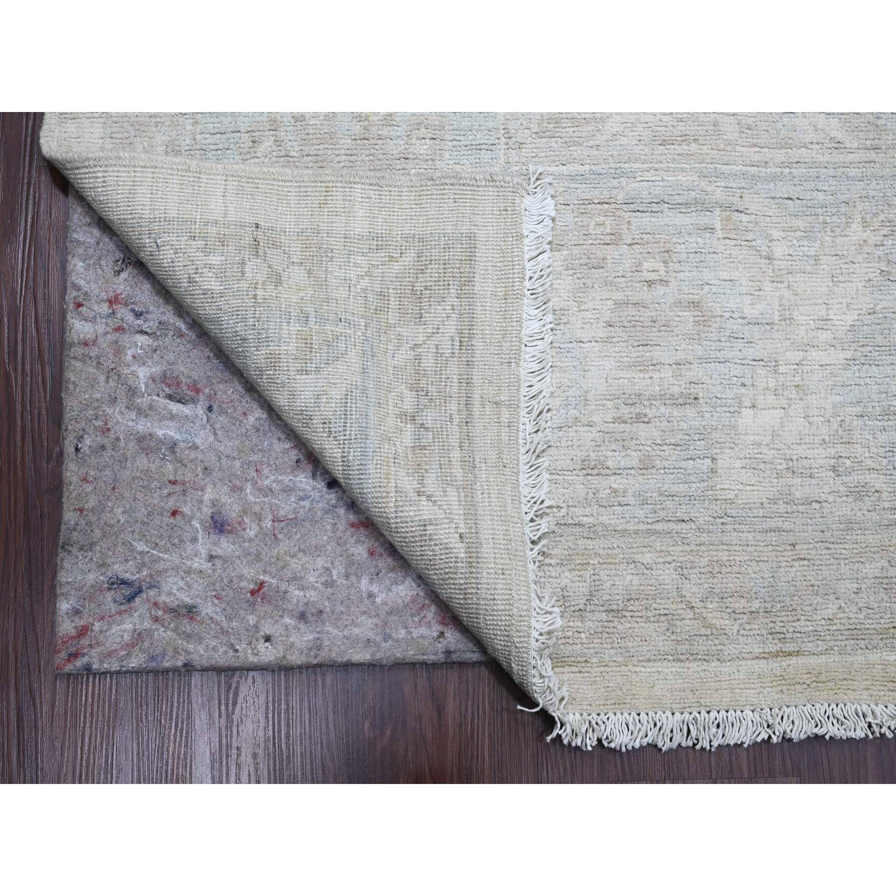 9'10"x13'6" Pearl White, Washed Out Peshawar with All Over Leaf Design, 100% Wool, Hand Knotted, Veggie Dyes, Oriental Rug Sh20363