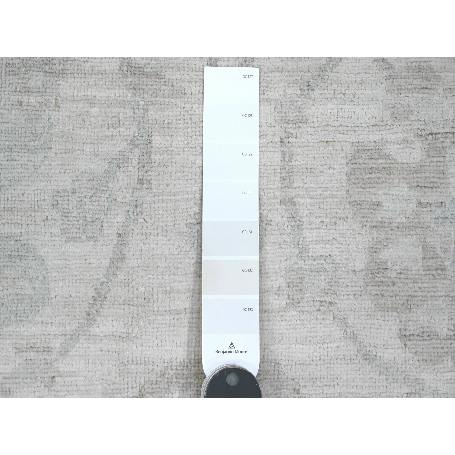9'10"x13'6" Pearl White, Washed Out Peshawar with All Over Leaf Design, 100% Wool, Hand Knotted, Veggie Dyes, Oriental Rug Sh20363